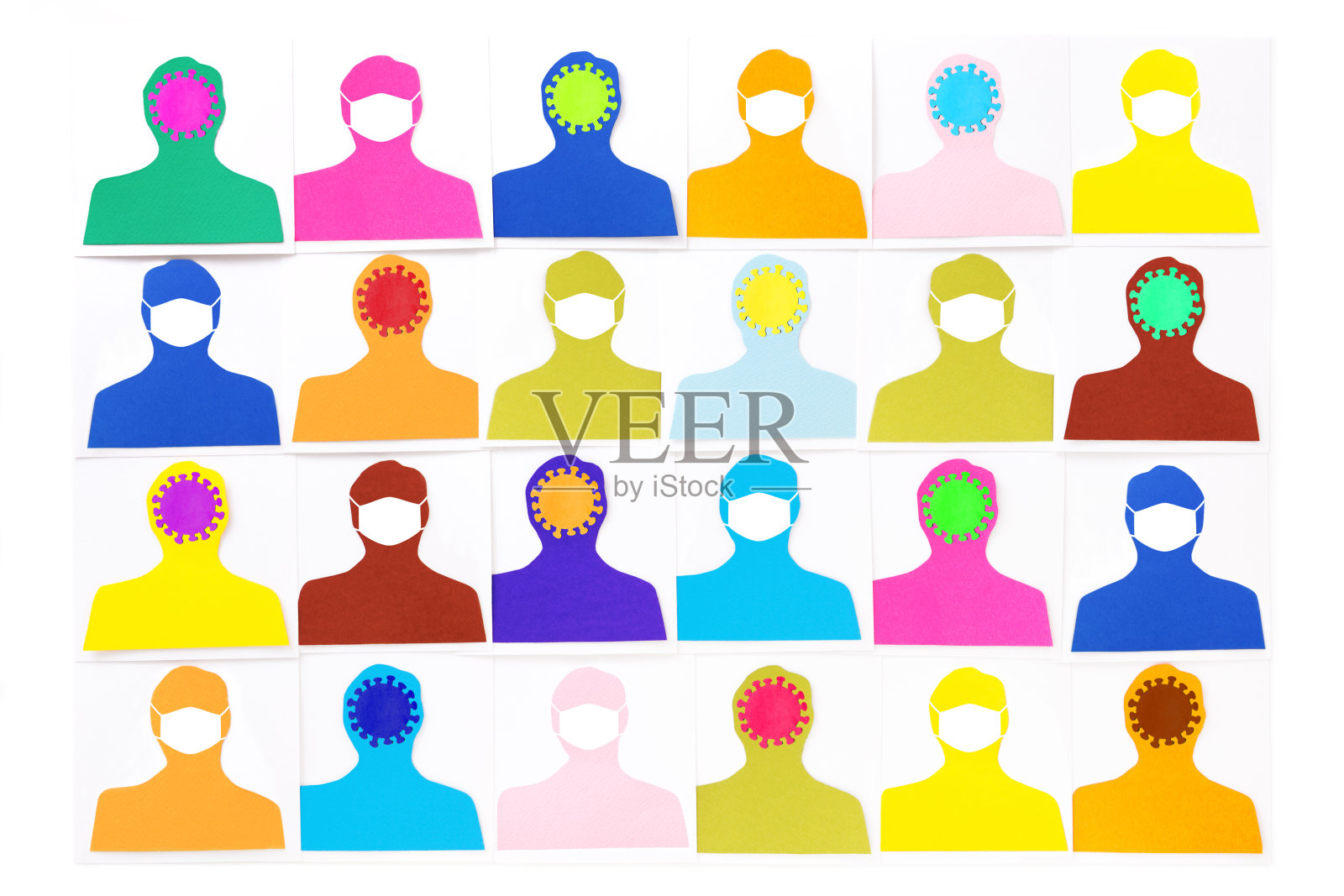 病毒感染，戴口罩保护男性插画图片素材