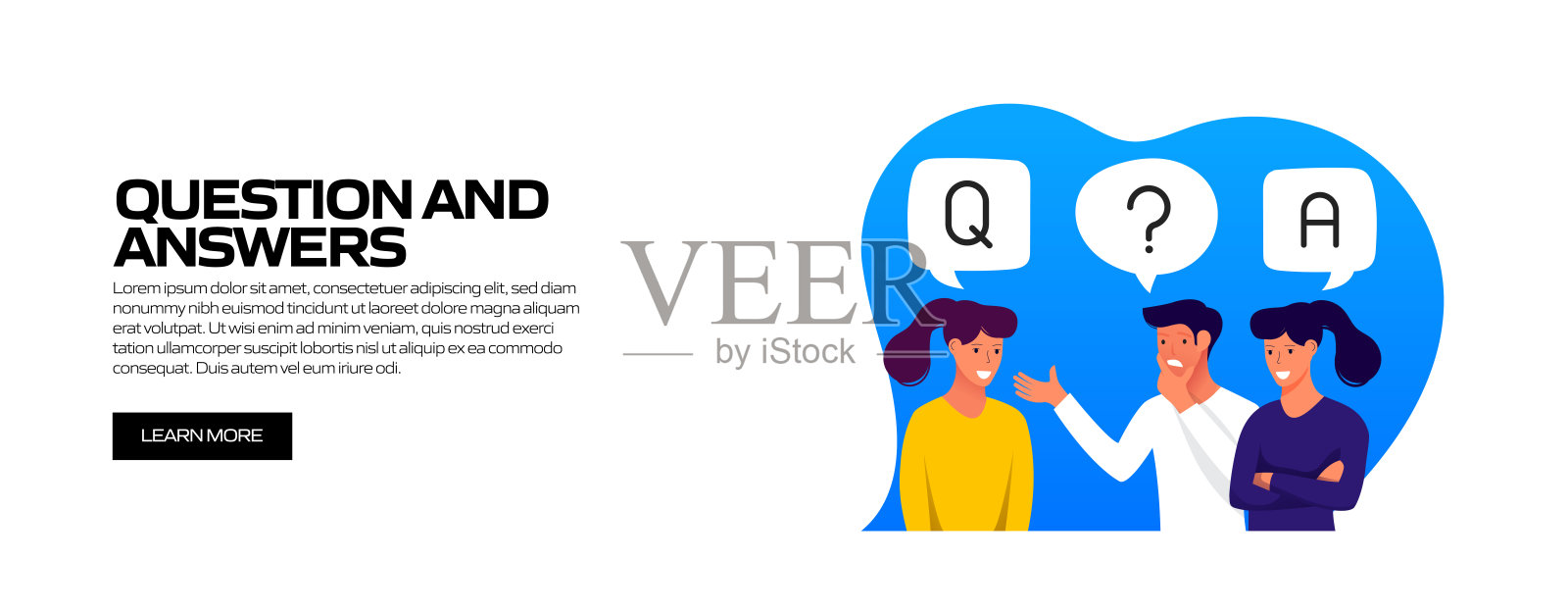 问题和答案概念矢量插图网站横幅，广告和营销材料，在线广告，业务演示等。插画图片素材