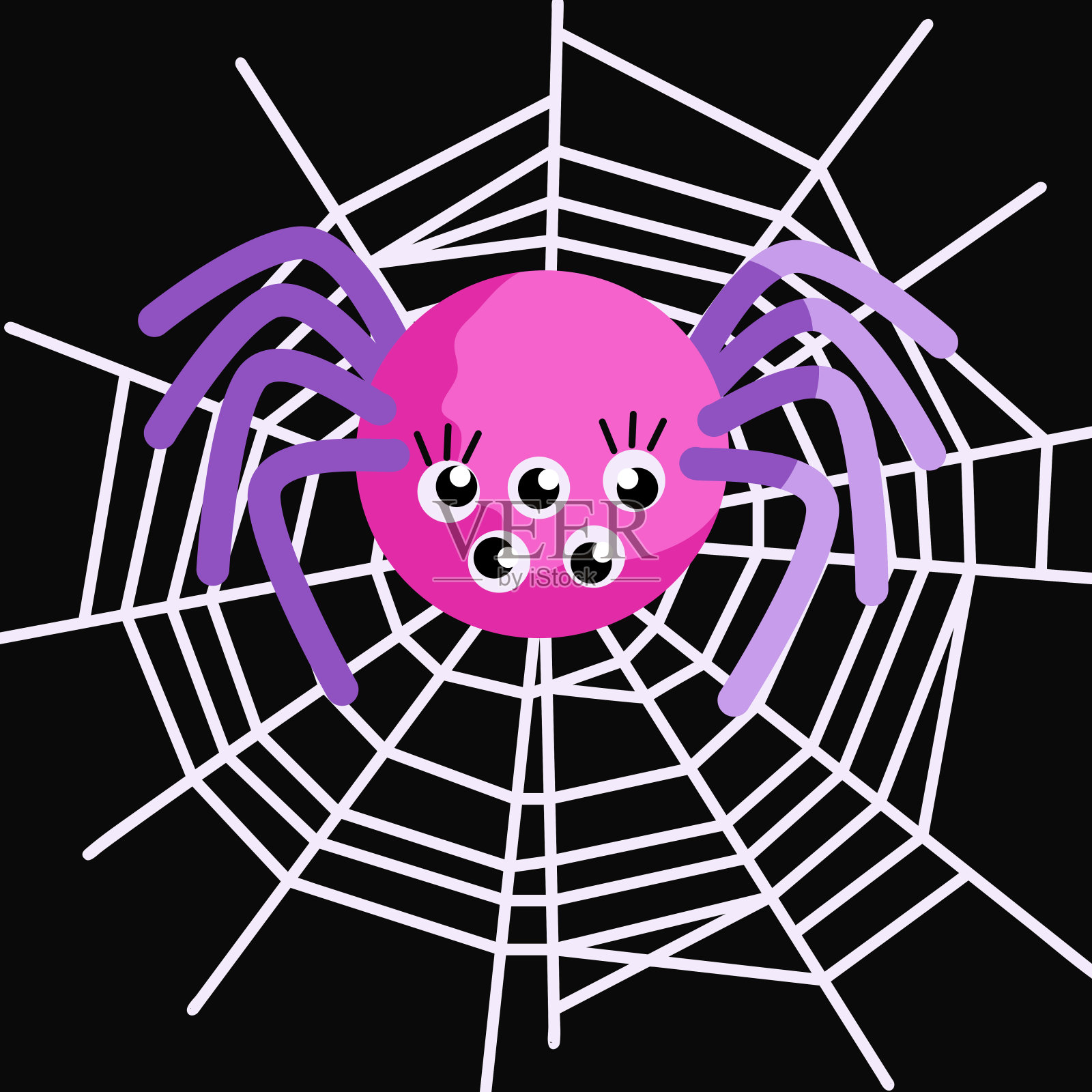 蜘蛛在网络万圣节矢量插图的中心插画图片素材