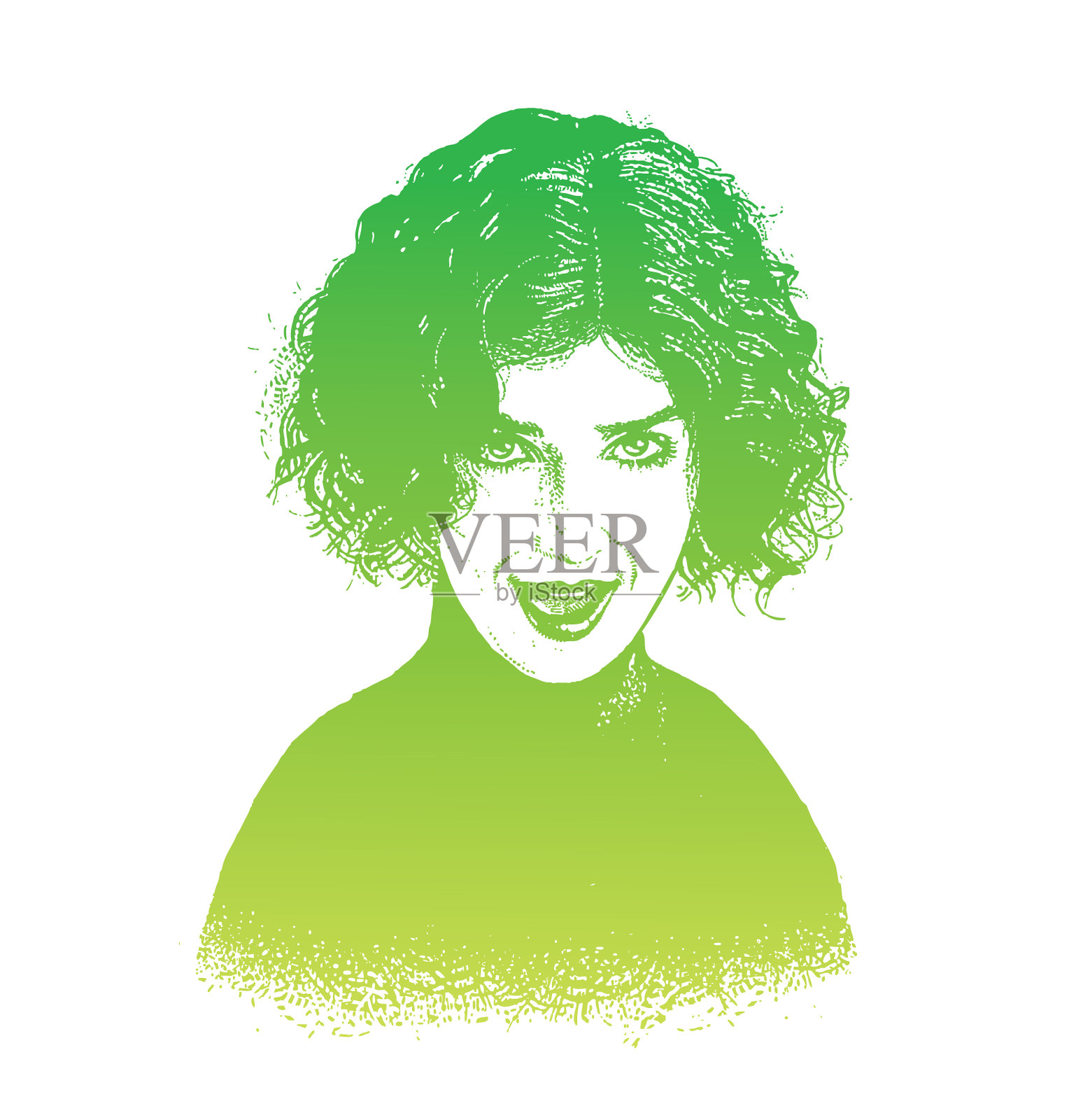 美丽自信的女人的肖像插画图片素材