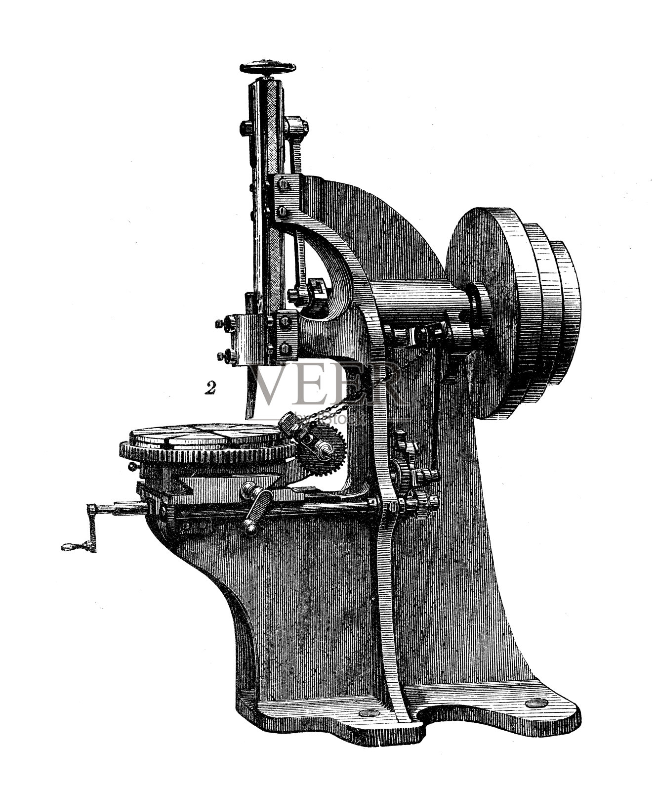 古董插图，应用机械和机器:刨床插画图片素材