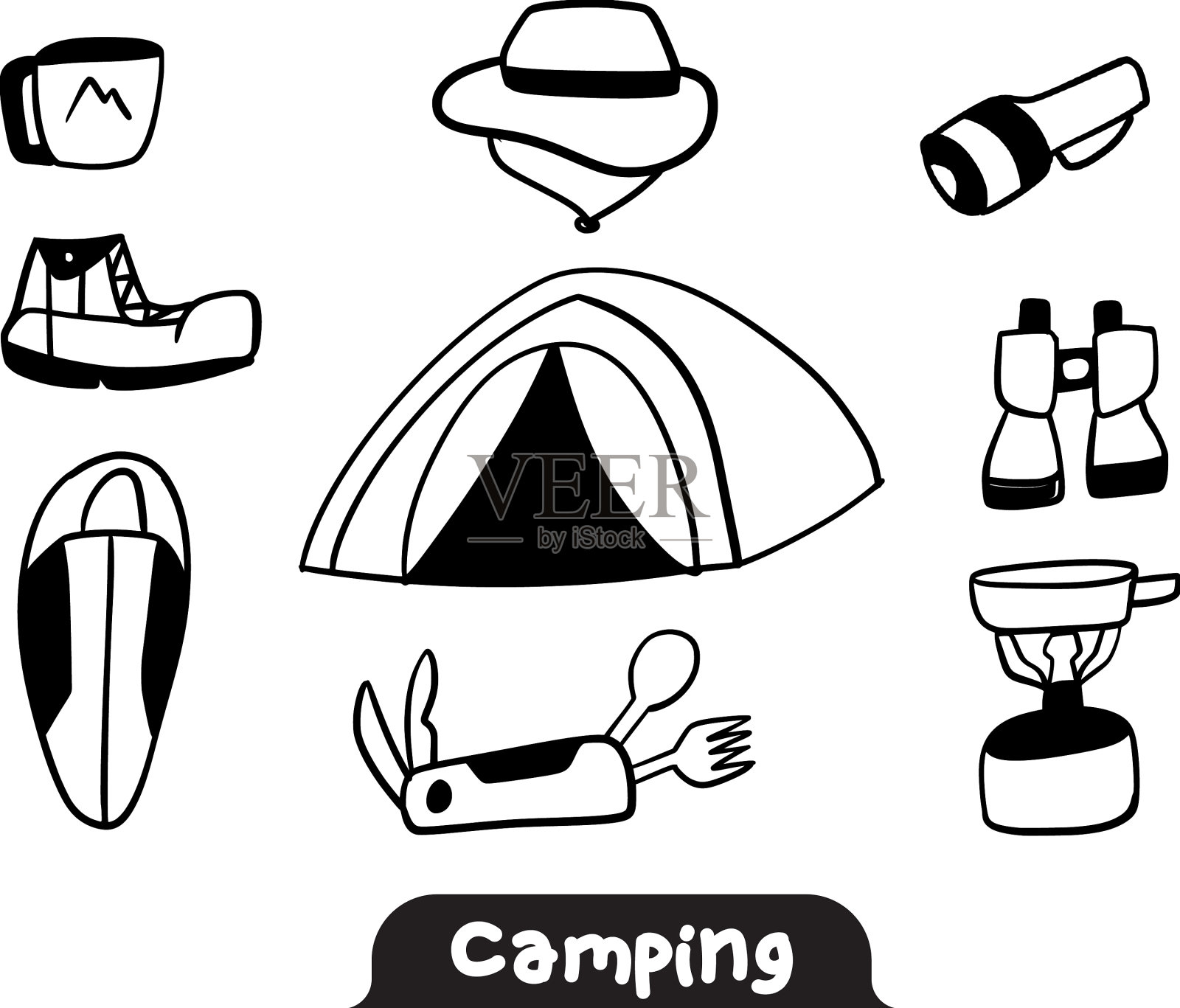 露营涂鸦收集集图标素材