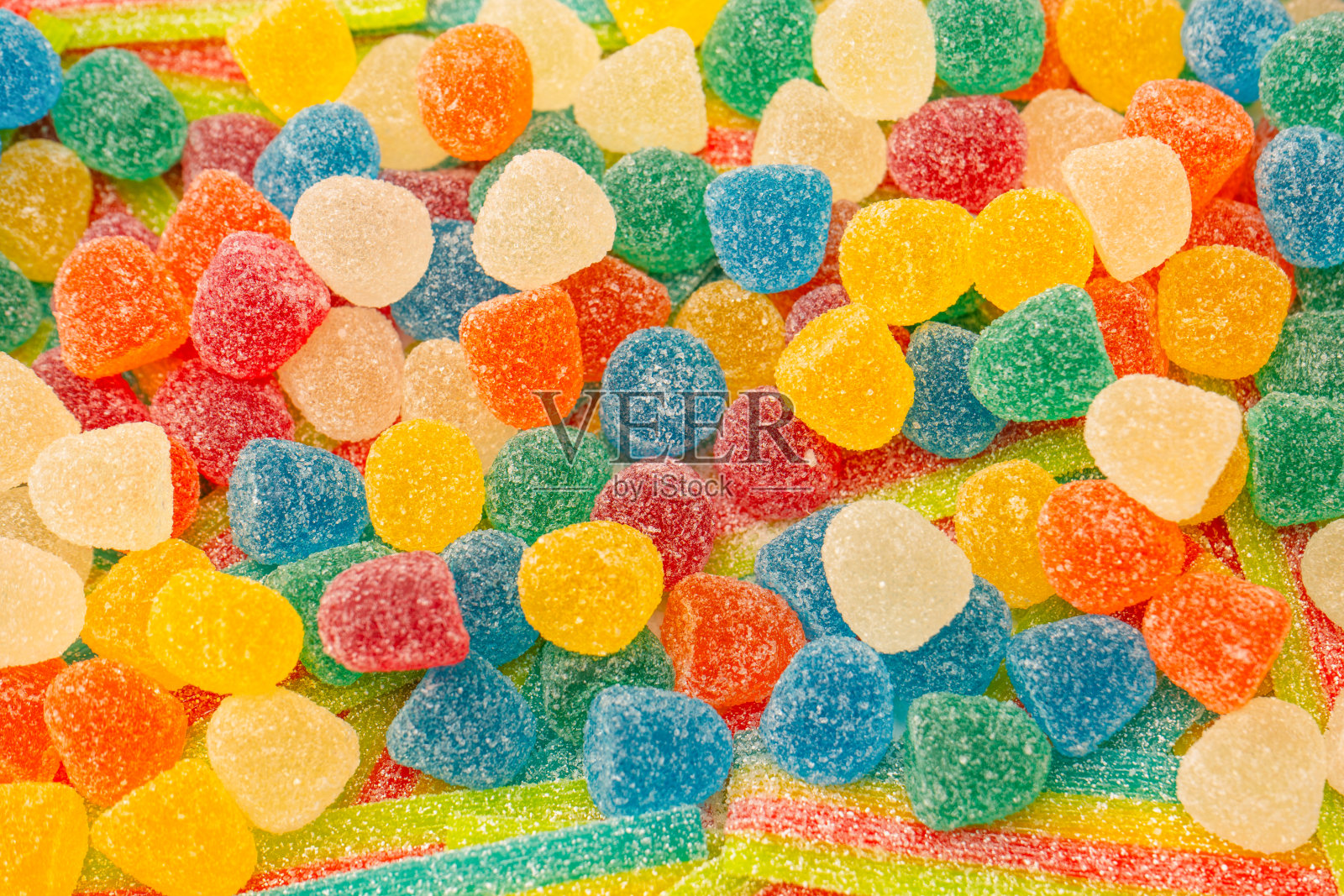 各色软糖。果冻糖果。照片摄影图片