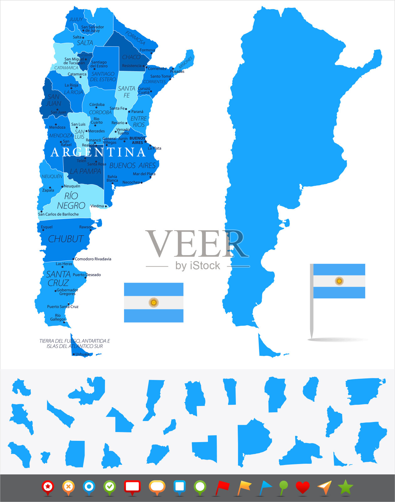 阿根廷地图-信息图向量插画图片素材