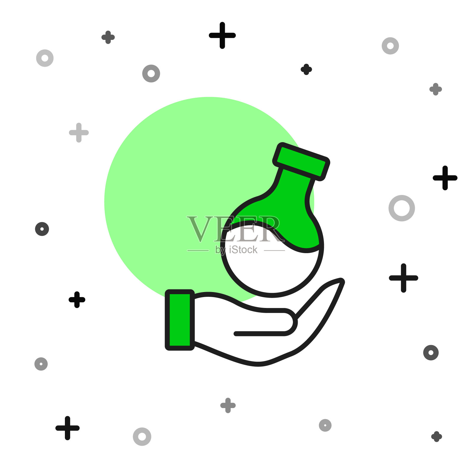 试管和烧瓶化学实验室测试图标隔离在白色背景上。实验室玻璃器皿标志。向量插画图片素材