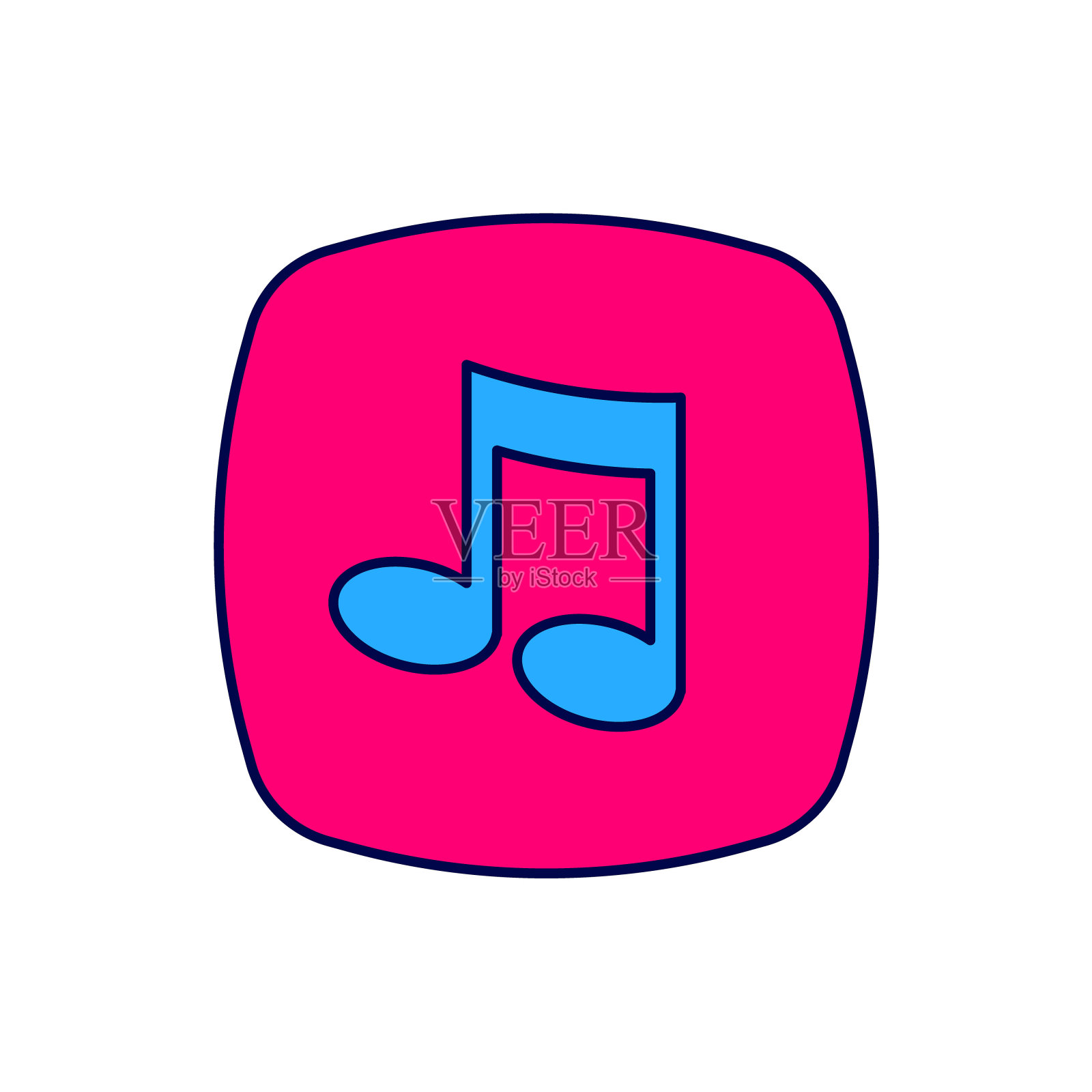 填充轮廓音乐笔记，音调图标孤立的白色背景。向量插画图片素材