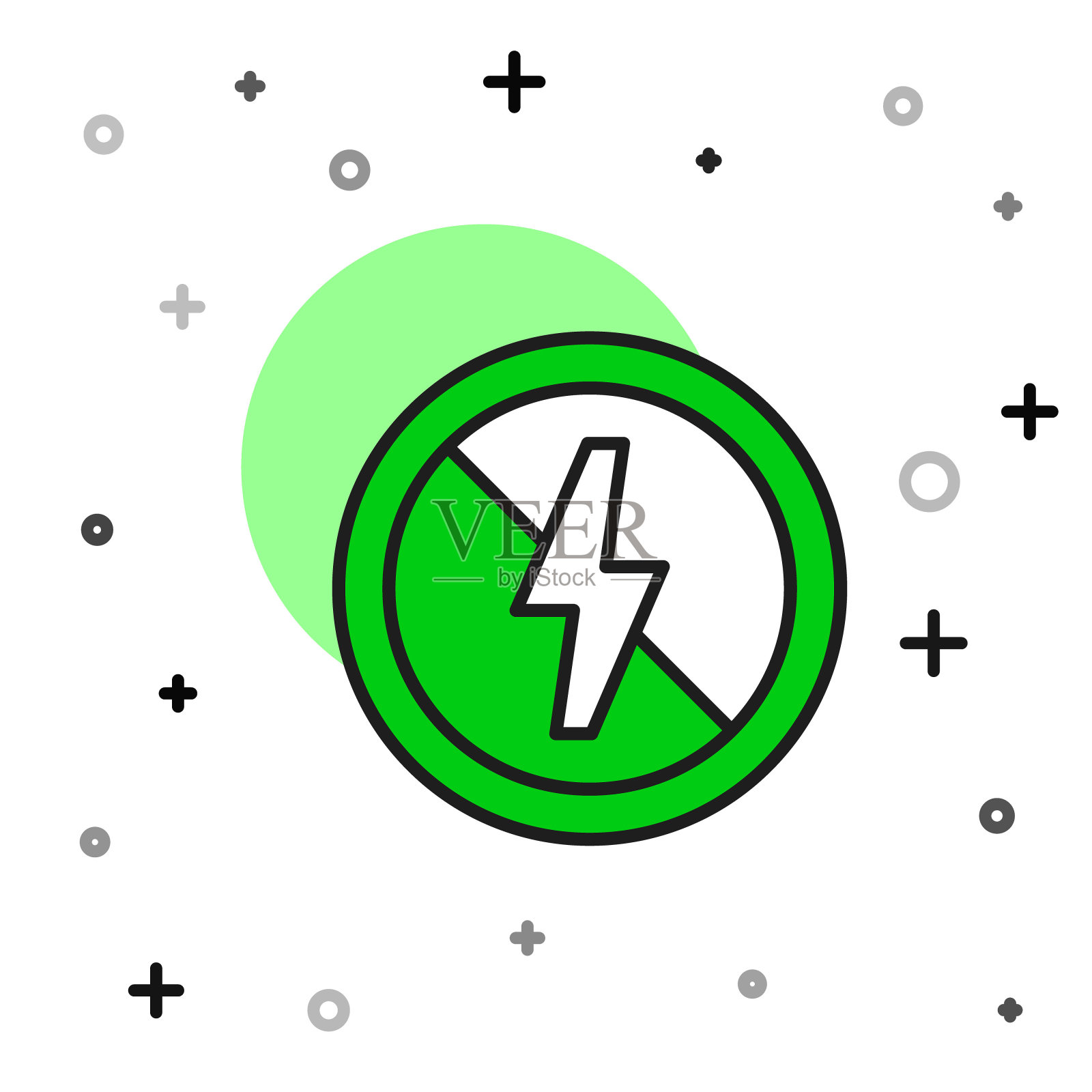 没有闪电图标孤立的白色背景。没有电。向量插画图片素材