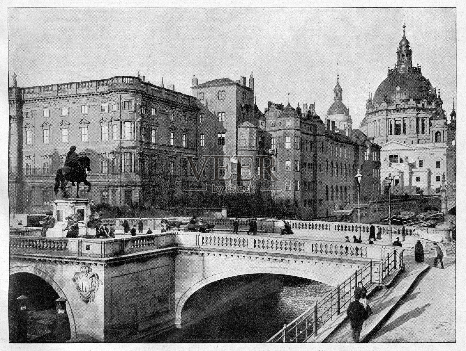 1900年德国柏林的皇家城堡插画图片素材