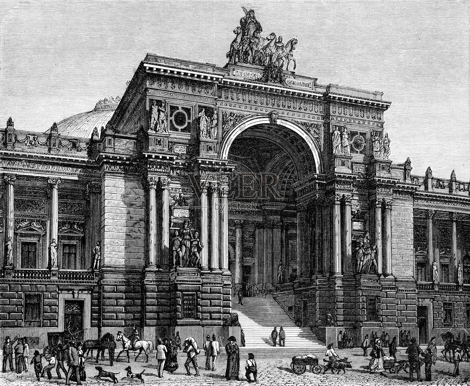 德国柏林国会大厦1872年提案插画图片素材