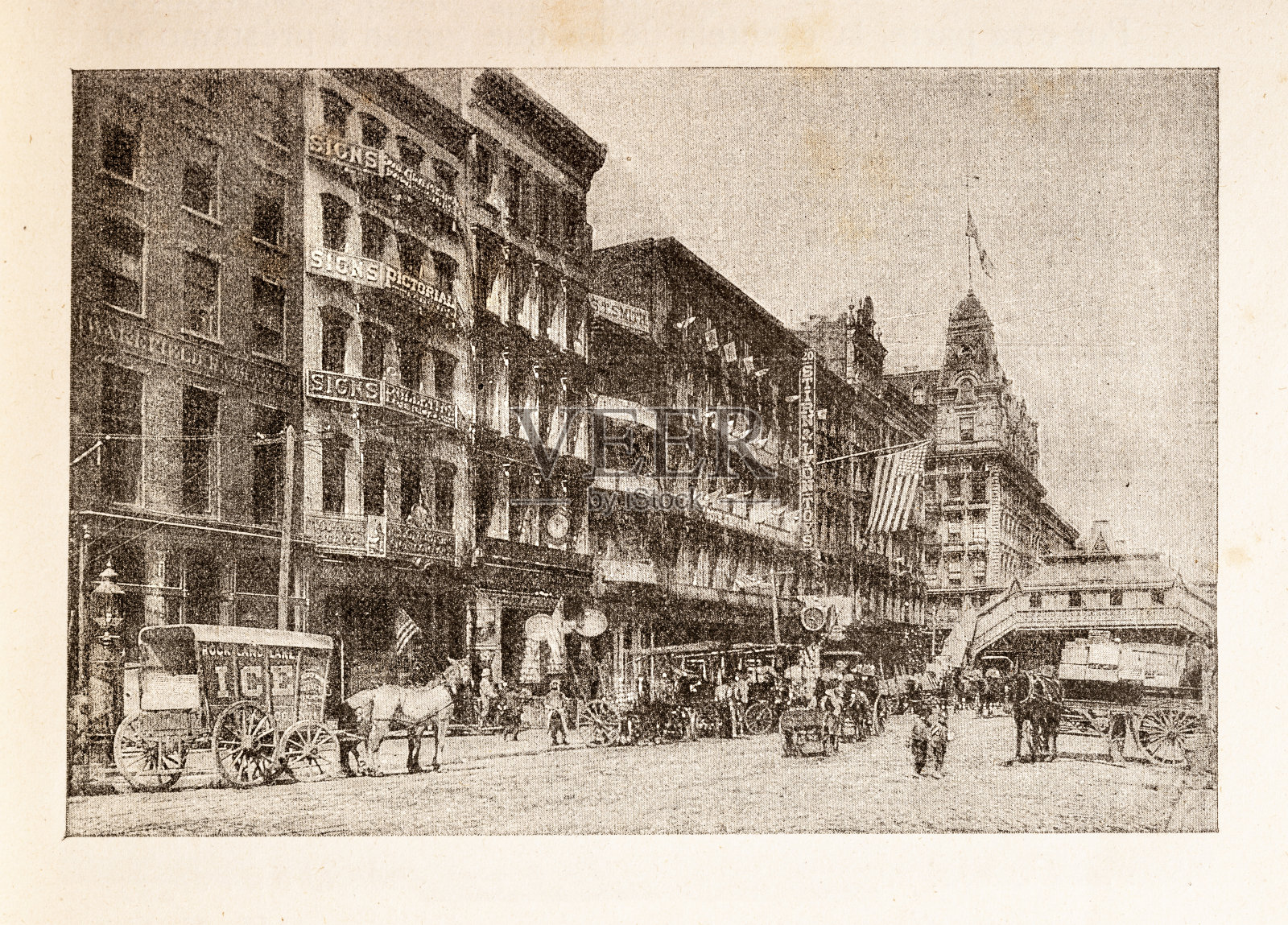 1899年，美国纽约市的街道插画图片素材