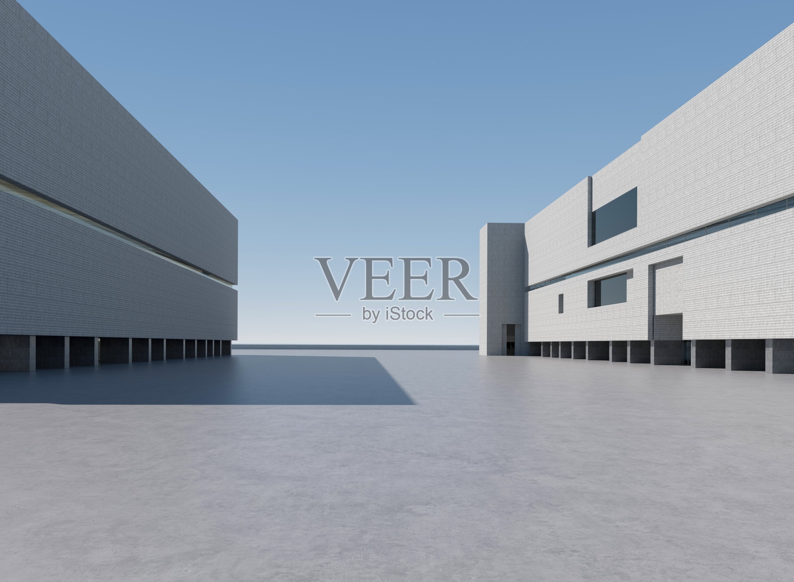 空旷的广场前的现代建筑照片摄影图片