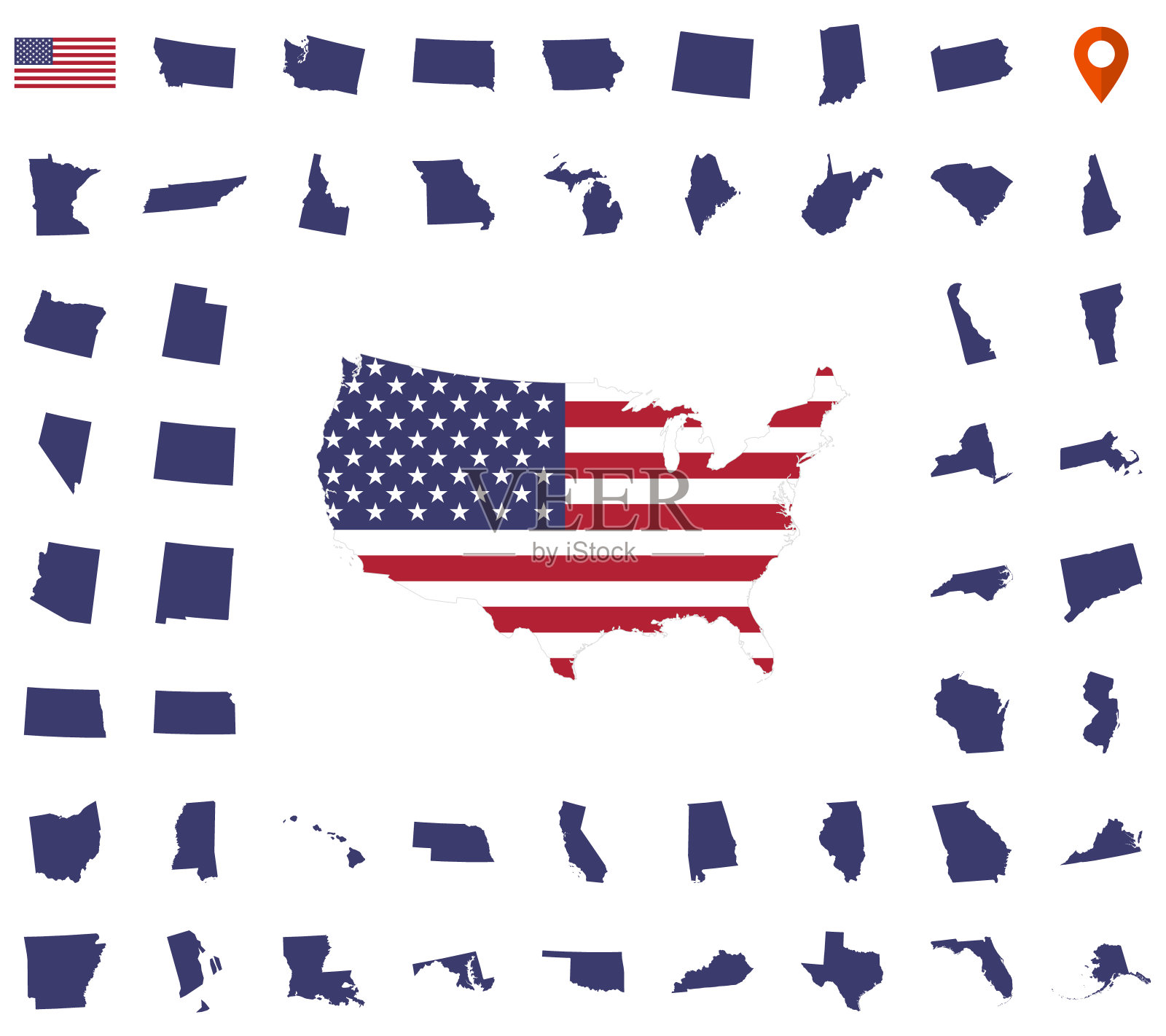 美国地图插画图片素材
