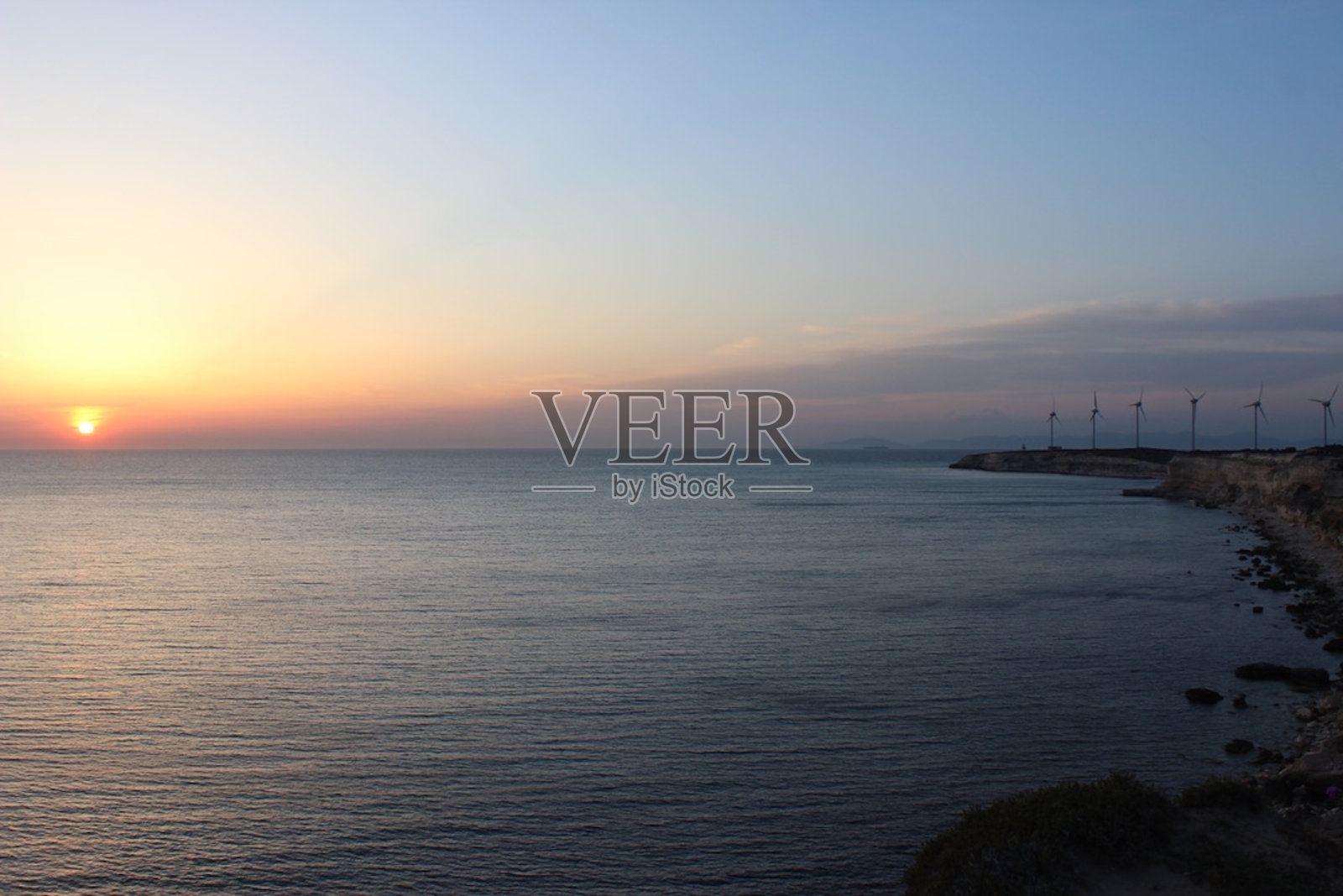 Bozcaada -风车-日落照片摄影图片