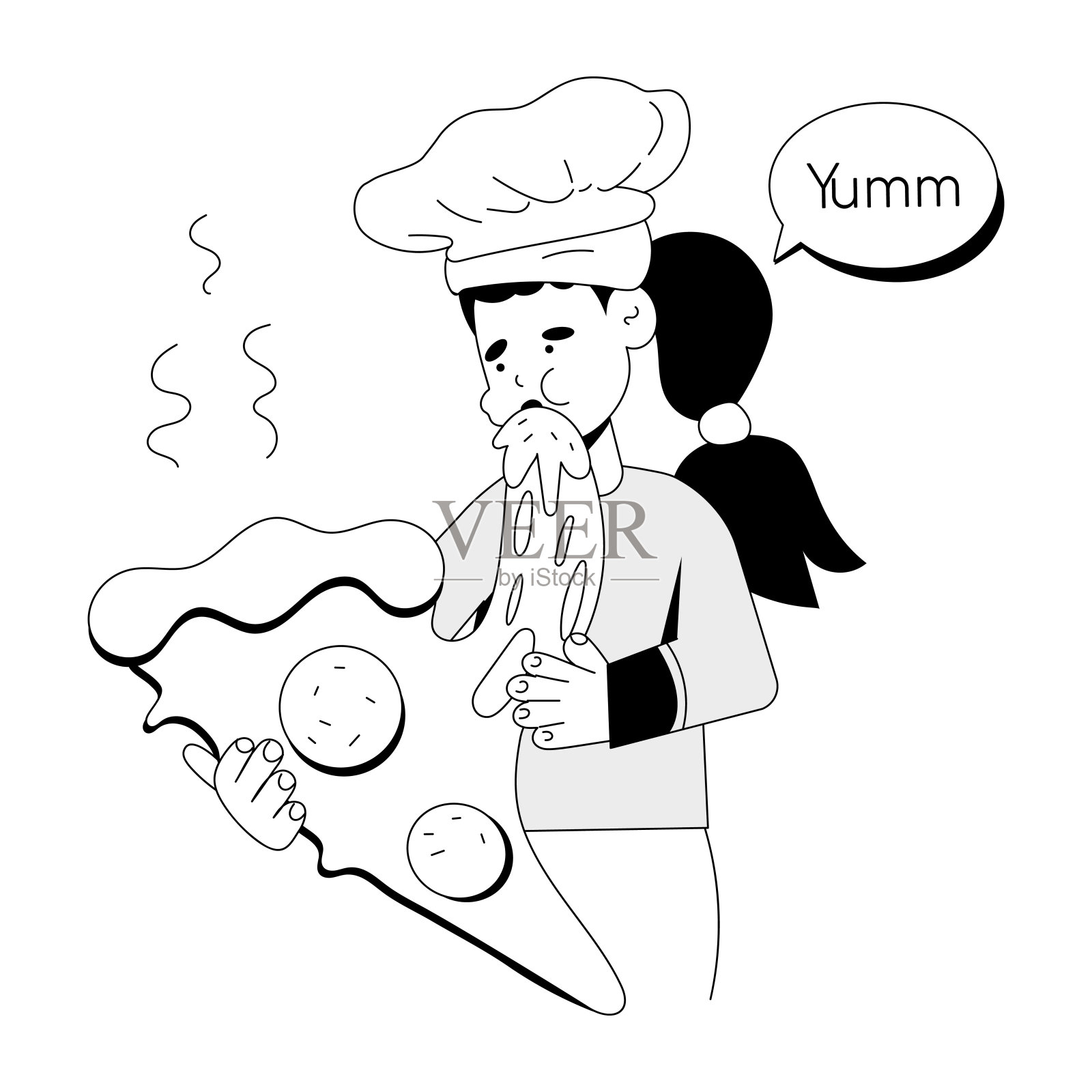 吃披萨插画图片素材