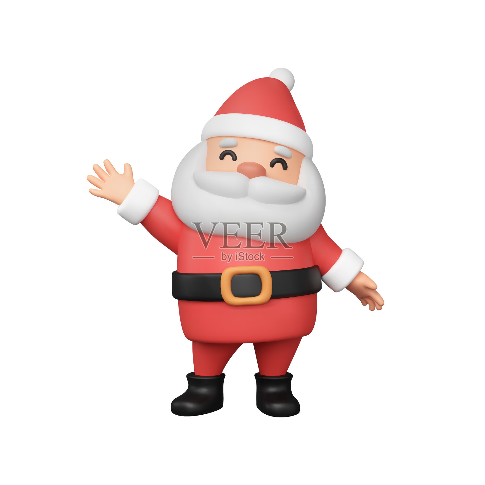可爱的3d圣诞老人挥手。插画图片素材