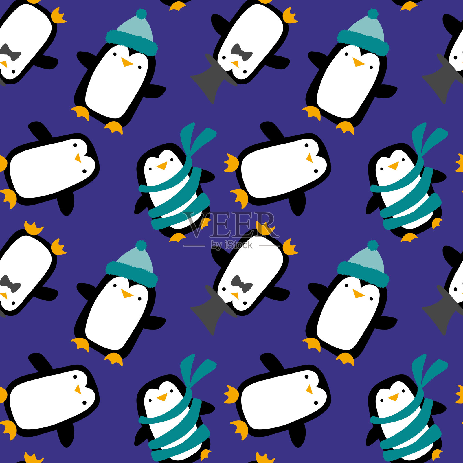 冬季圣诞无缝图案包装纸插画图片素材