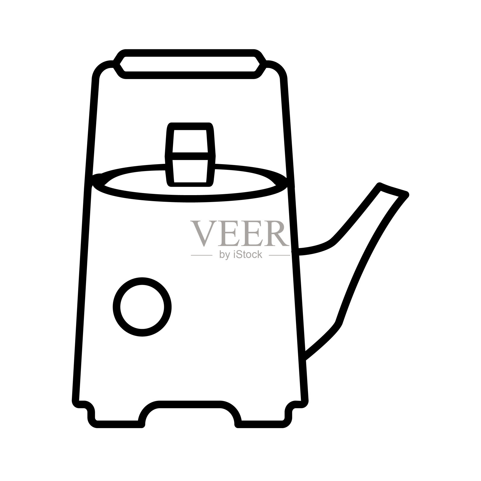 陶瓷咖啡壶细线图标，中国茶道概念，白色背景的直形茶壶标志，亚洲风格的炊具图标。矢量图形。插画图片素材