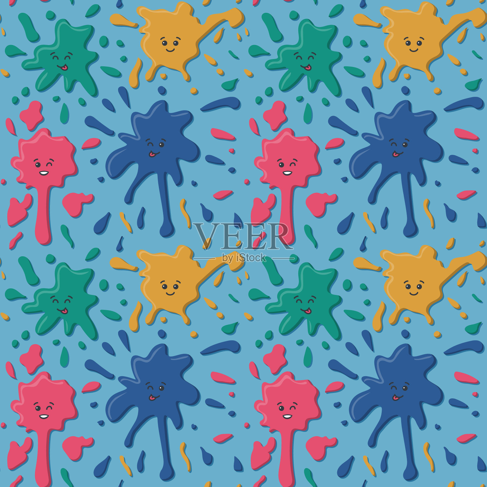 卡哇伊彩色斑点漆无缝图案插画图片素材