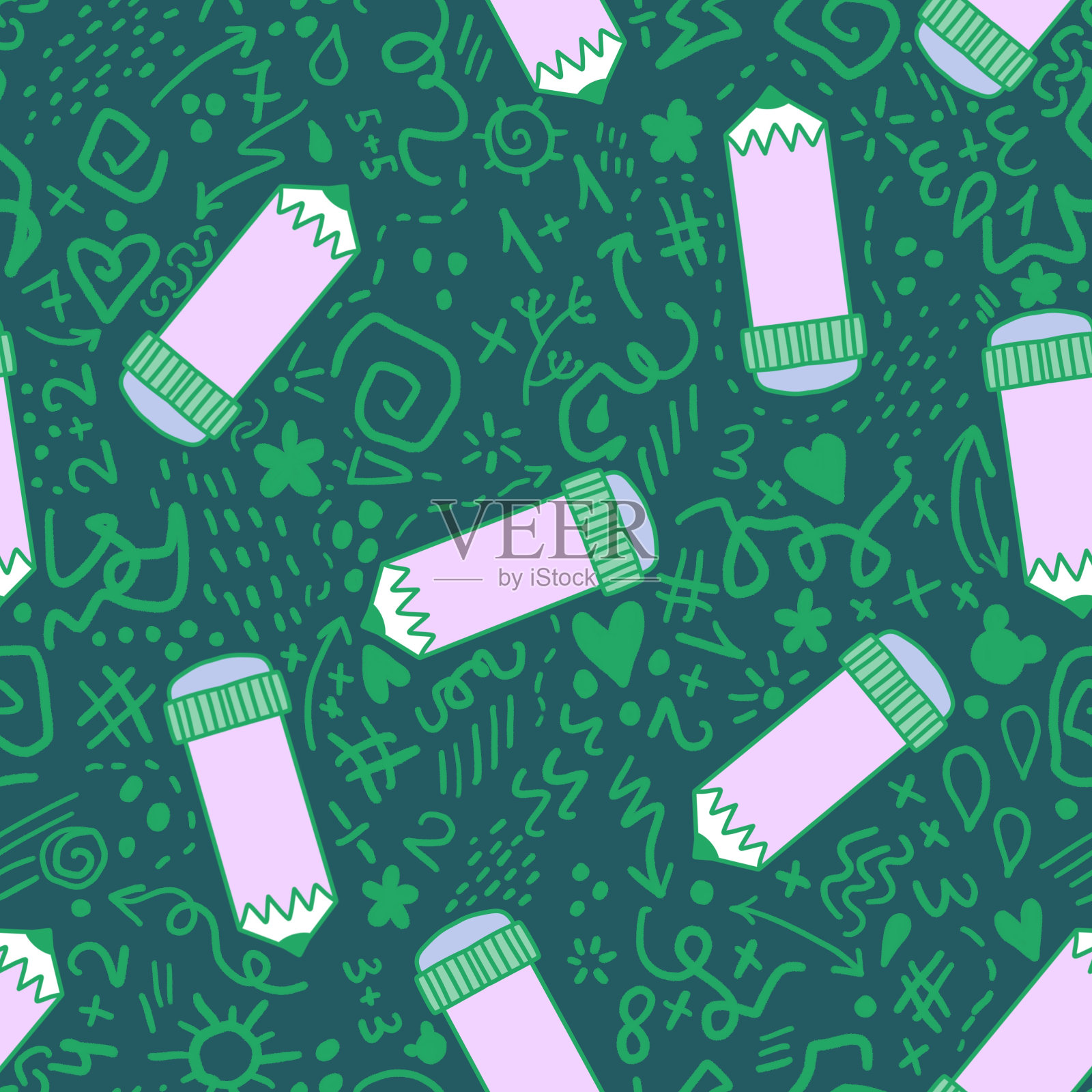 无缝学校铅笔图案织物和纺织品插画图片素材