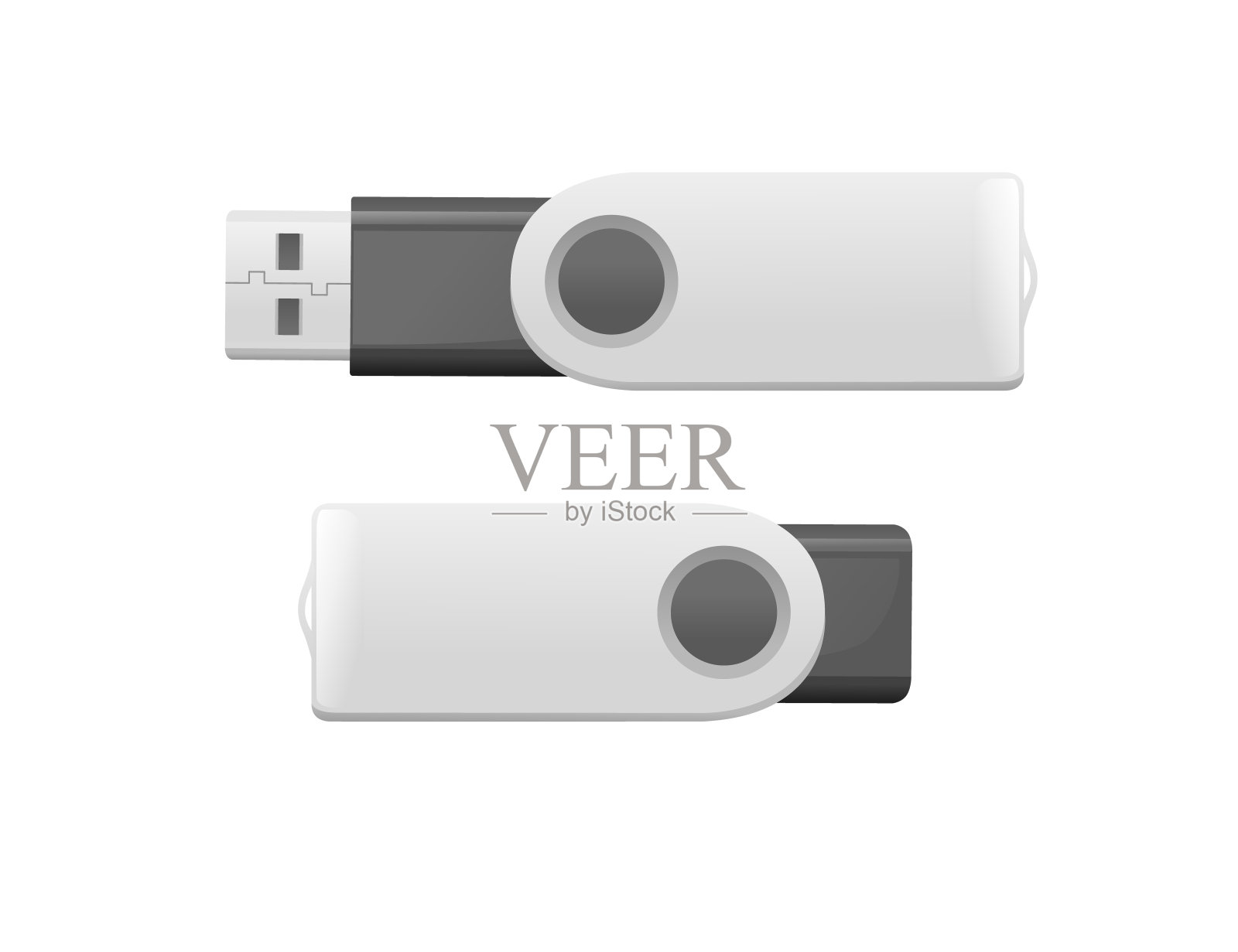 白色背景上的Usb闪存驱动器矢量插图插画图片素材