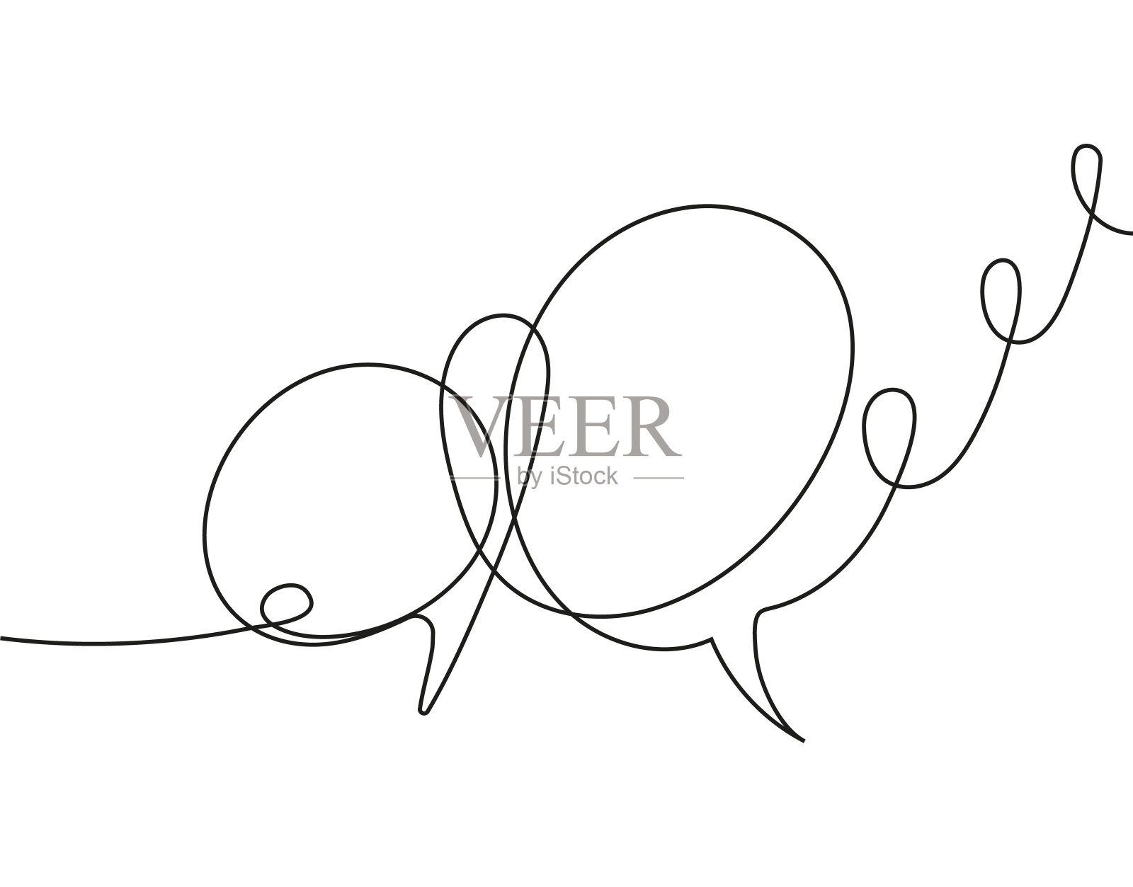 语音气泡连续一行绘制，极简线条插图一行完成。插画图片素材