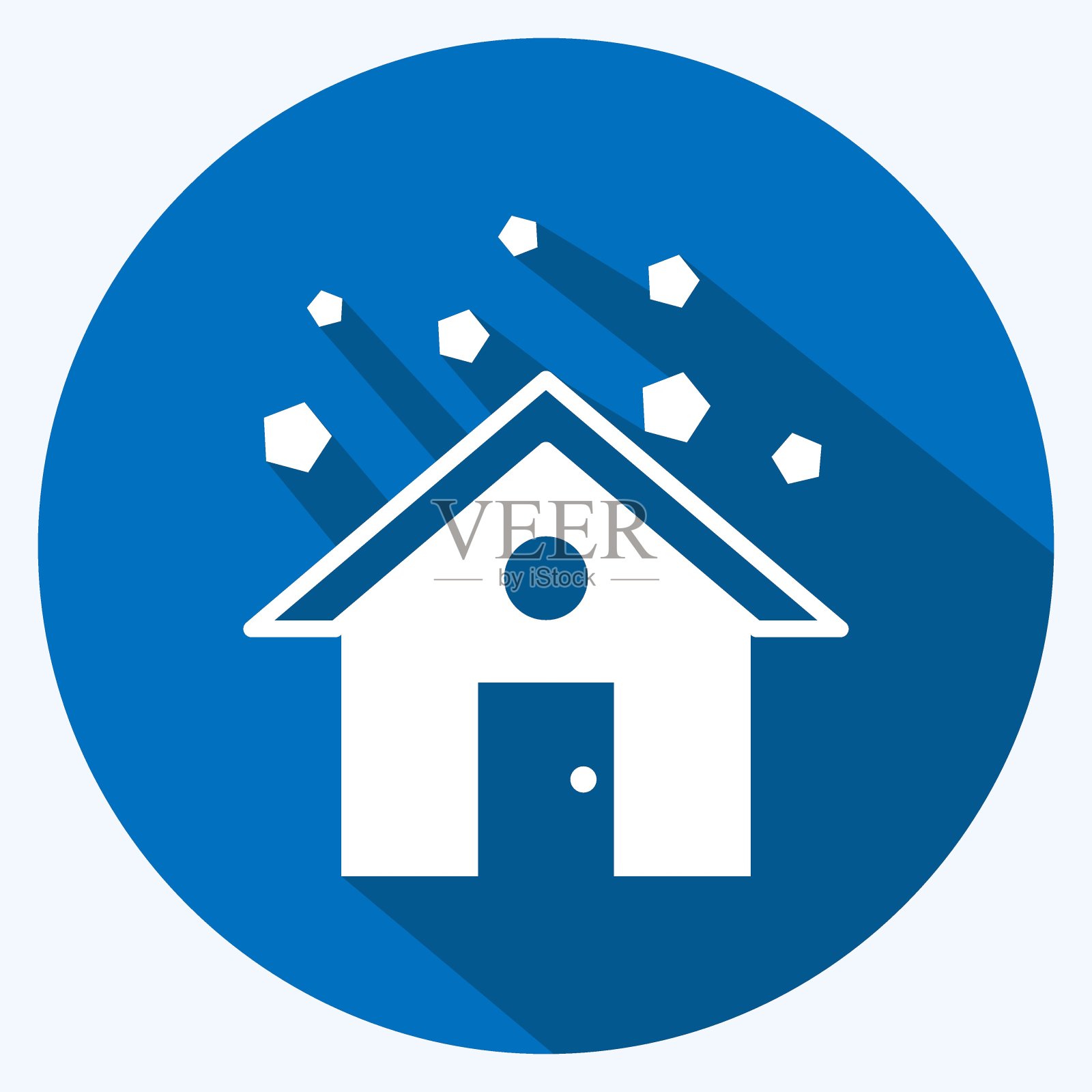 图标下得很大的冰雹。适合作为灾难的象征。长长的阴影风格。简单的设计可编辑。设计模板向量。简单的符号说明插画图片素材