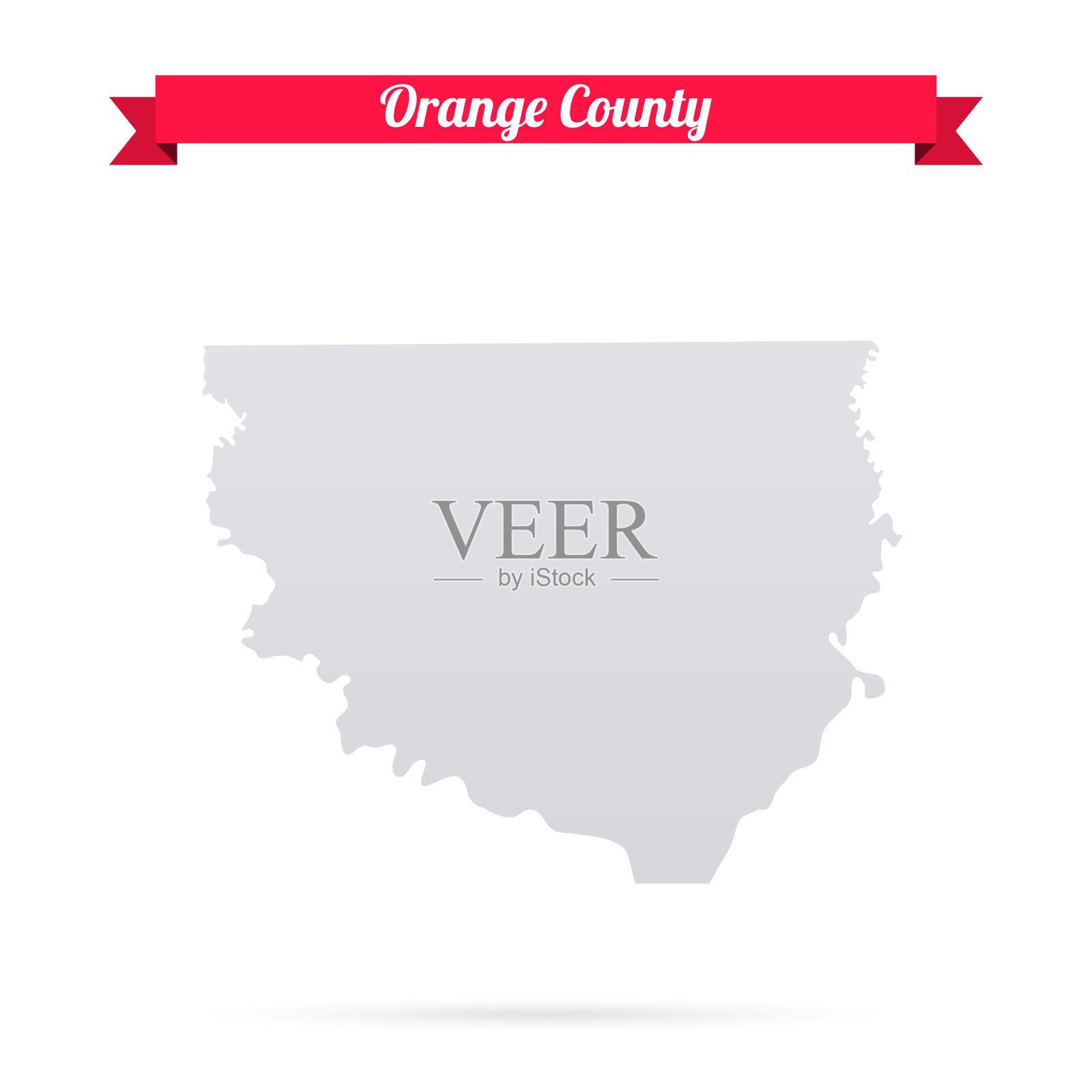 奥兰治县，德克萨斯州。白底红旗地图插画图片素材