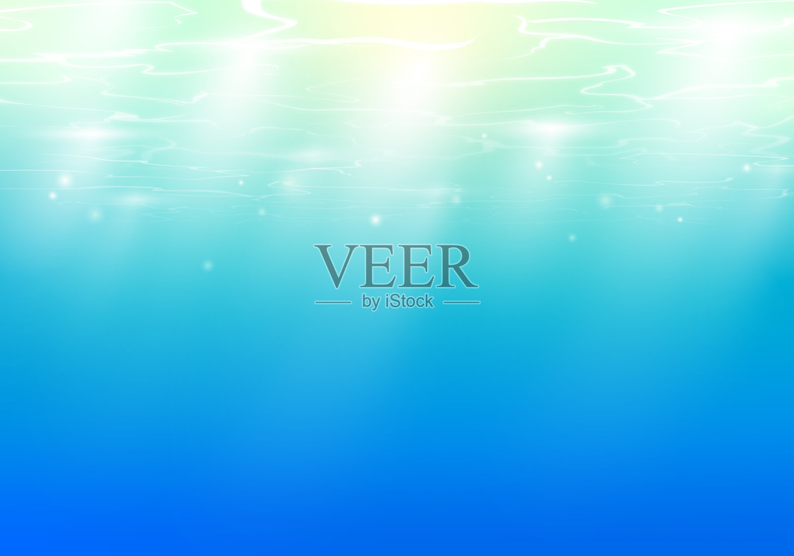 水下表面纹理背景与阳光在波浪和闪光。矢量插图。插画图片素材