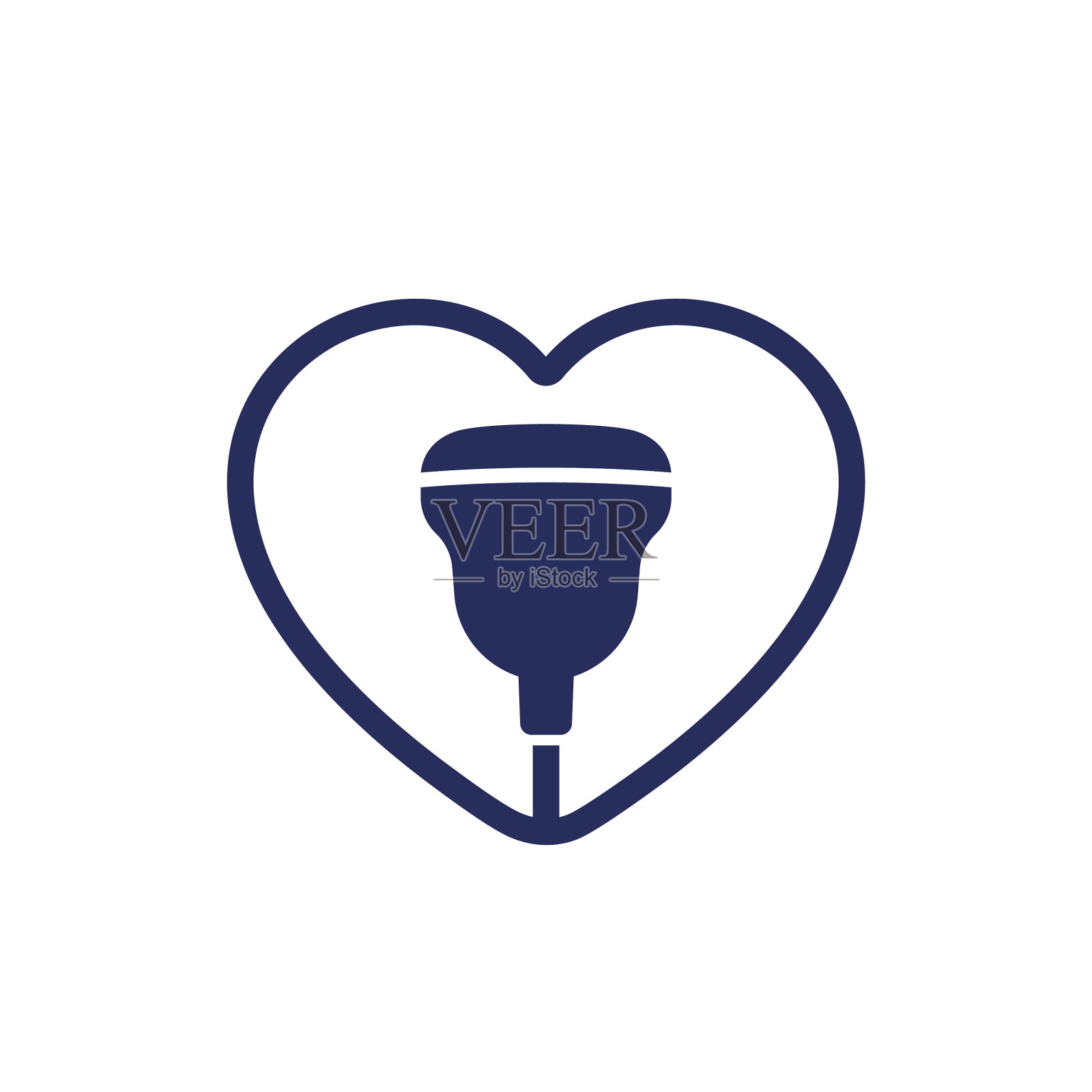 心脏超声或超声心动图图标为白色图标素材