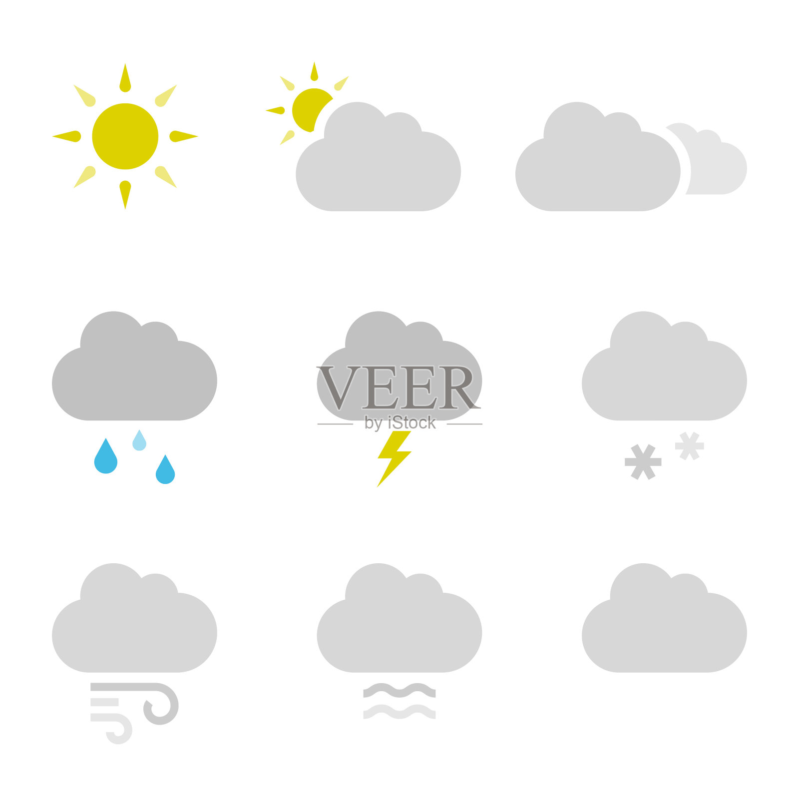 天气图标集。插画图片素材