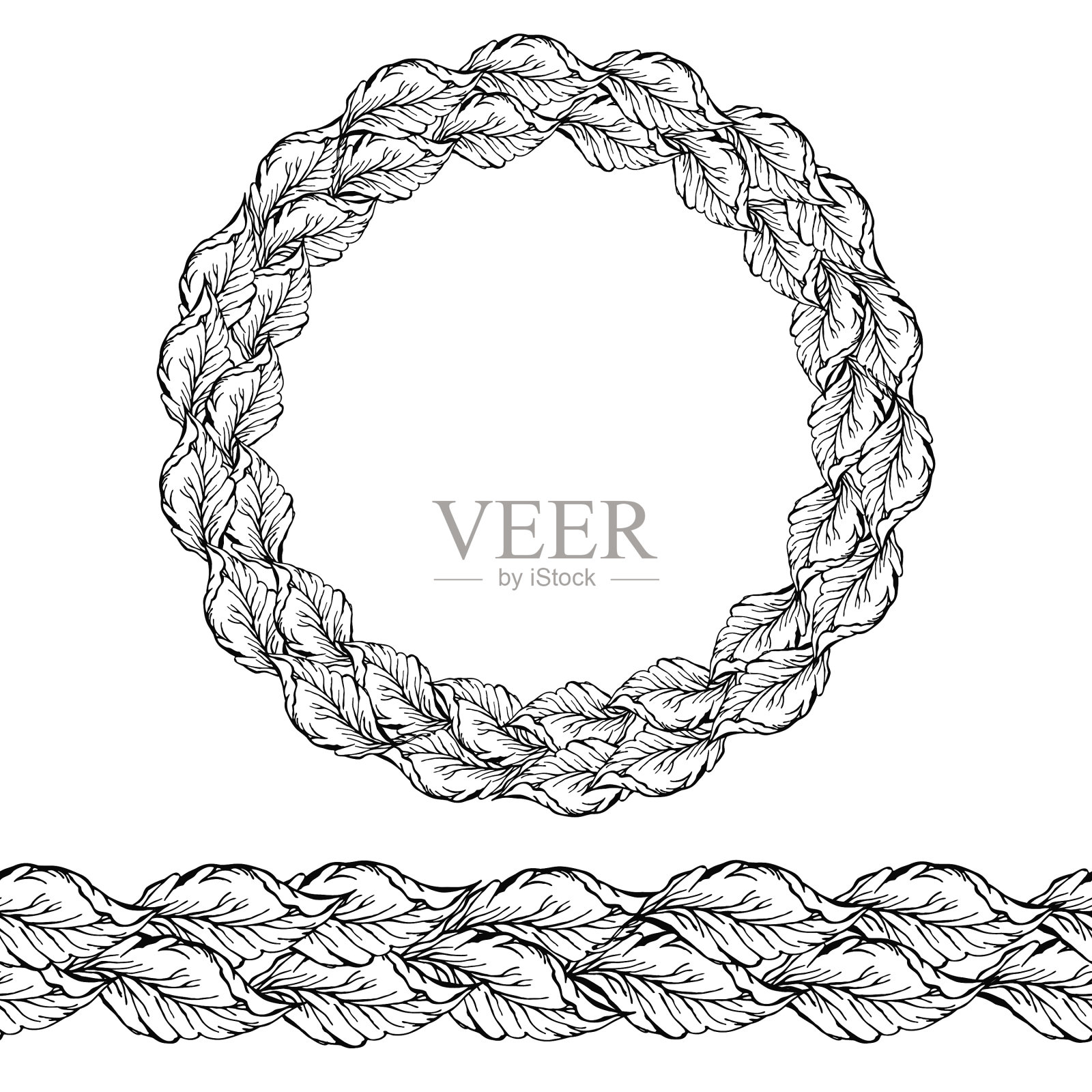 叶板花圈框架设计卡片或插画图片素材