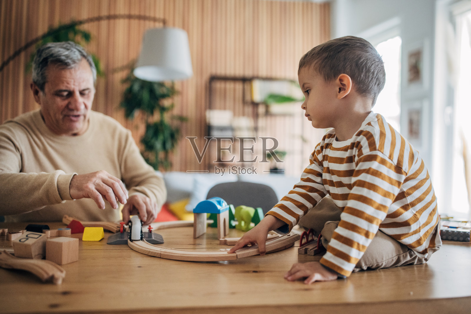 爷爷和孙子玩耍照片摄影图片
