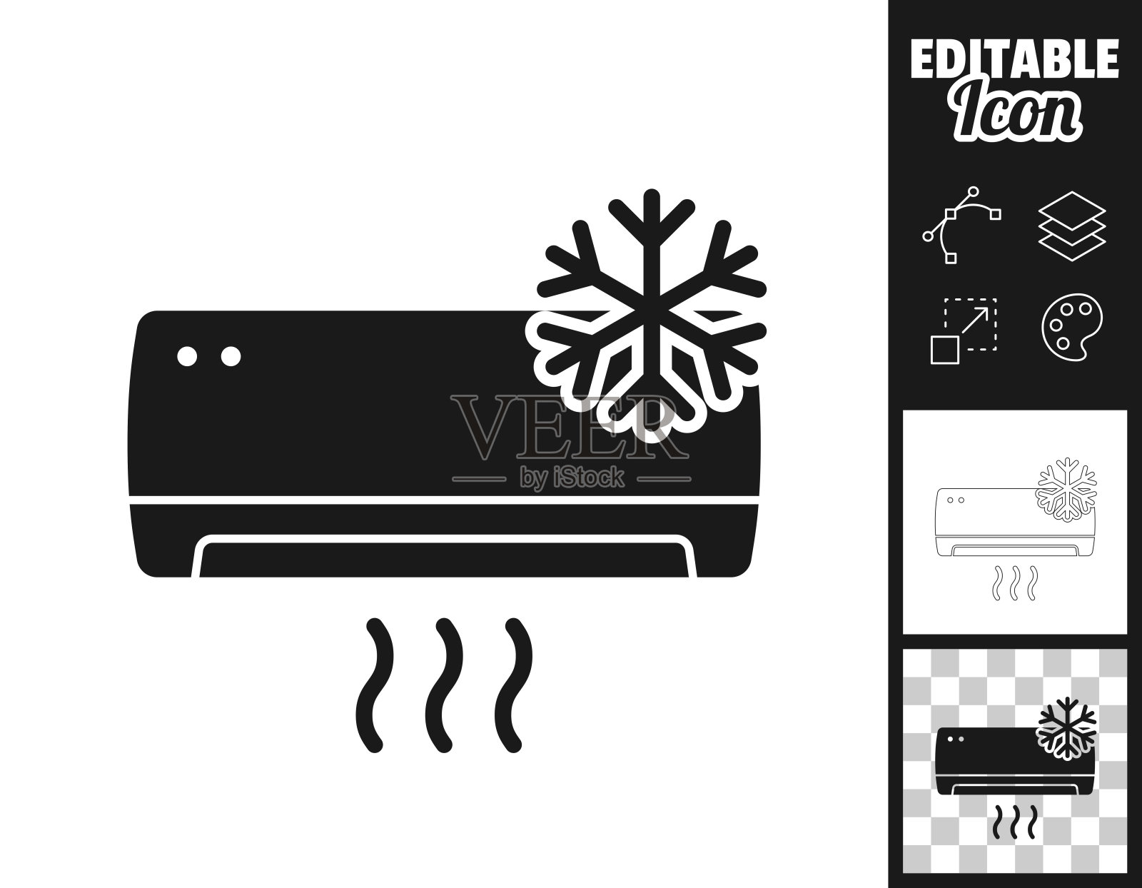 空调带雪花。图标设计。轻松地编辑插画图片素材