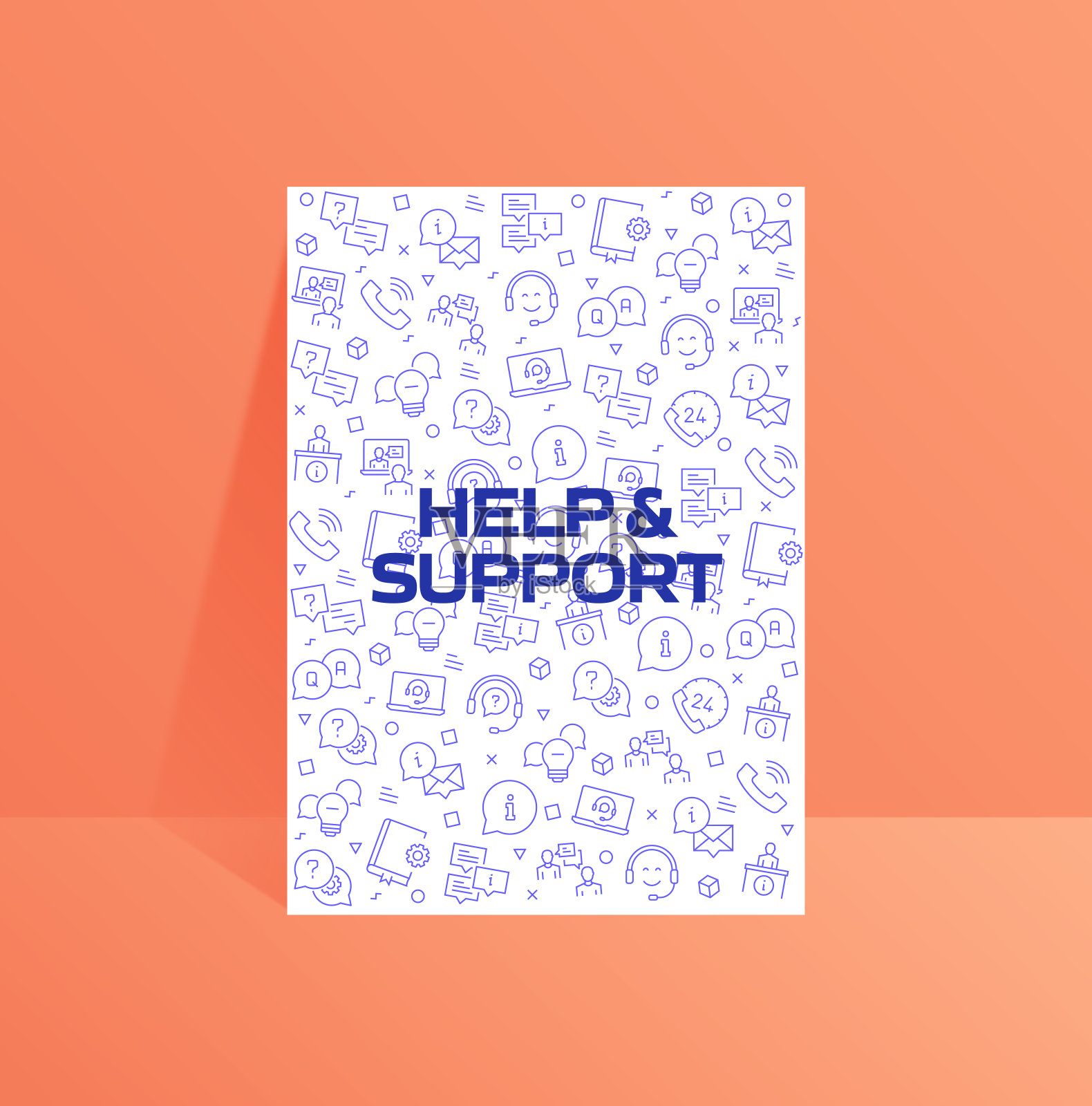 帮助和支持相关的现代线风格矢量插图插画图片素材