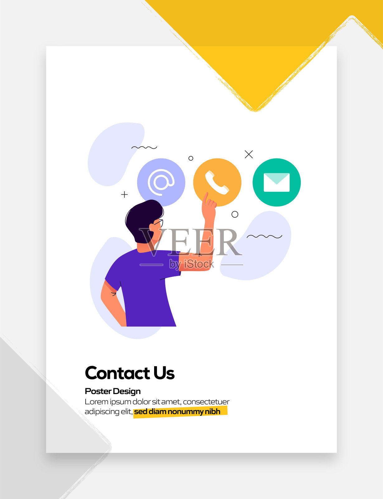 联系我们概念平面设计海报，封面和横幅。现代平面设计矢量插图。插画图片素材