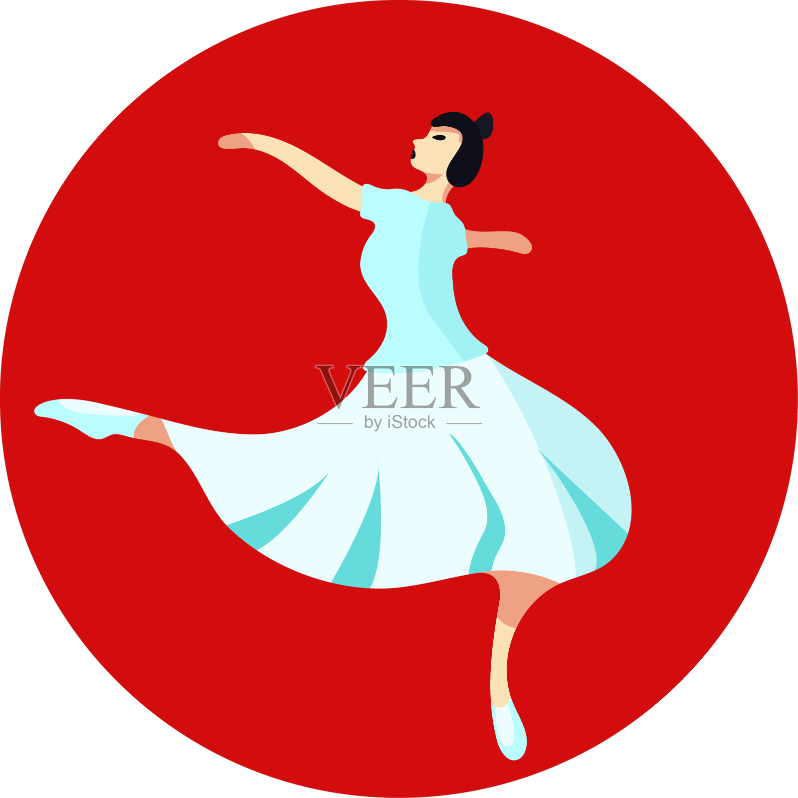 穿白衣服的黑发芭蕾舞女演员设计元素图片