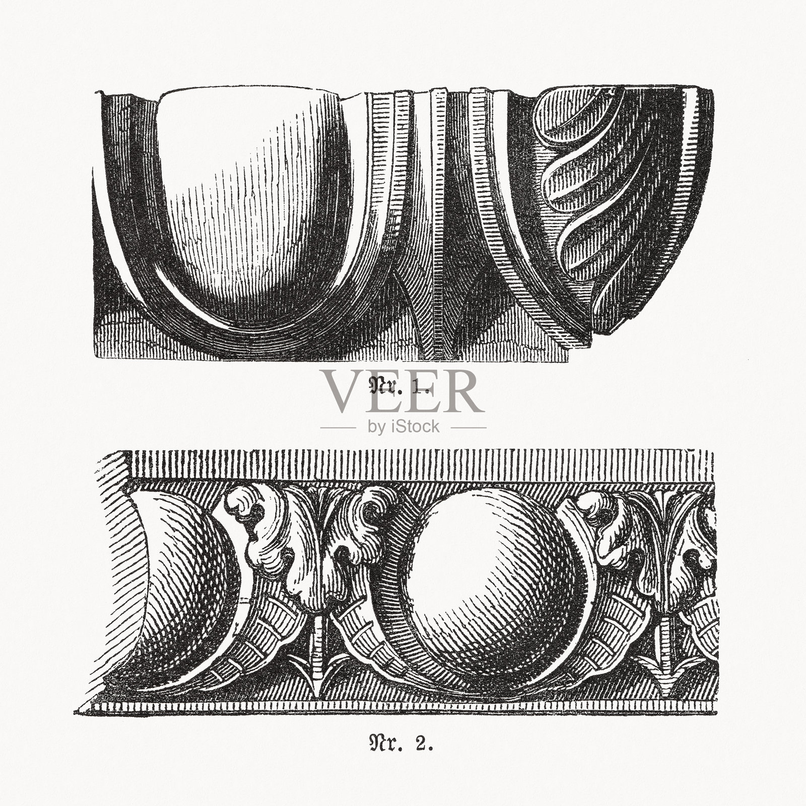 鸡蛋和镖饰品，古代和文艺复兴时期，木刻，出版于1893年插画图片素材