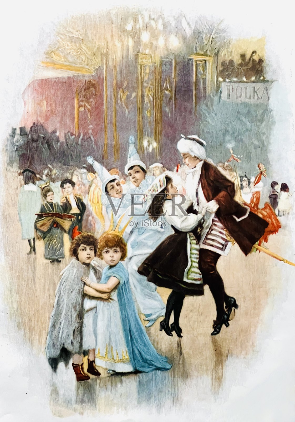 孩子们在舞池里狂欢插画图片素材