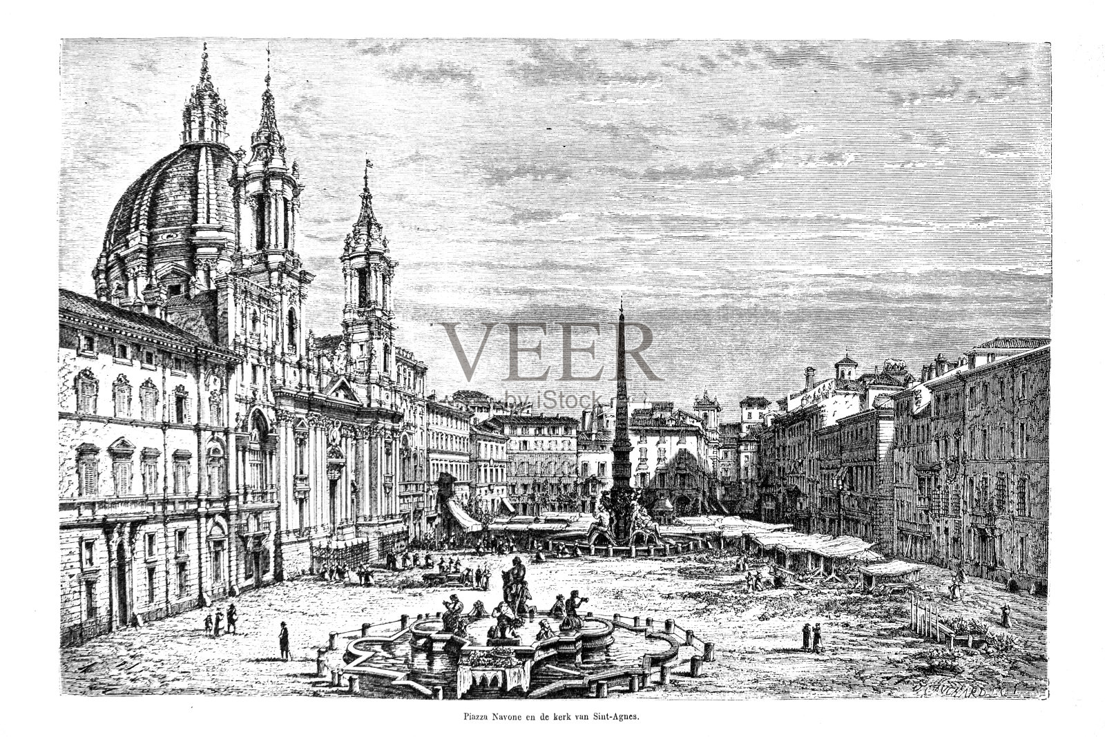 罗马的纳沃纳广场插画图片素材