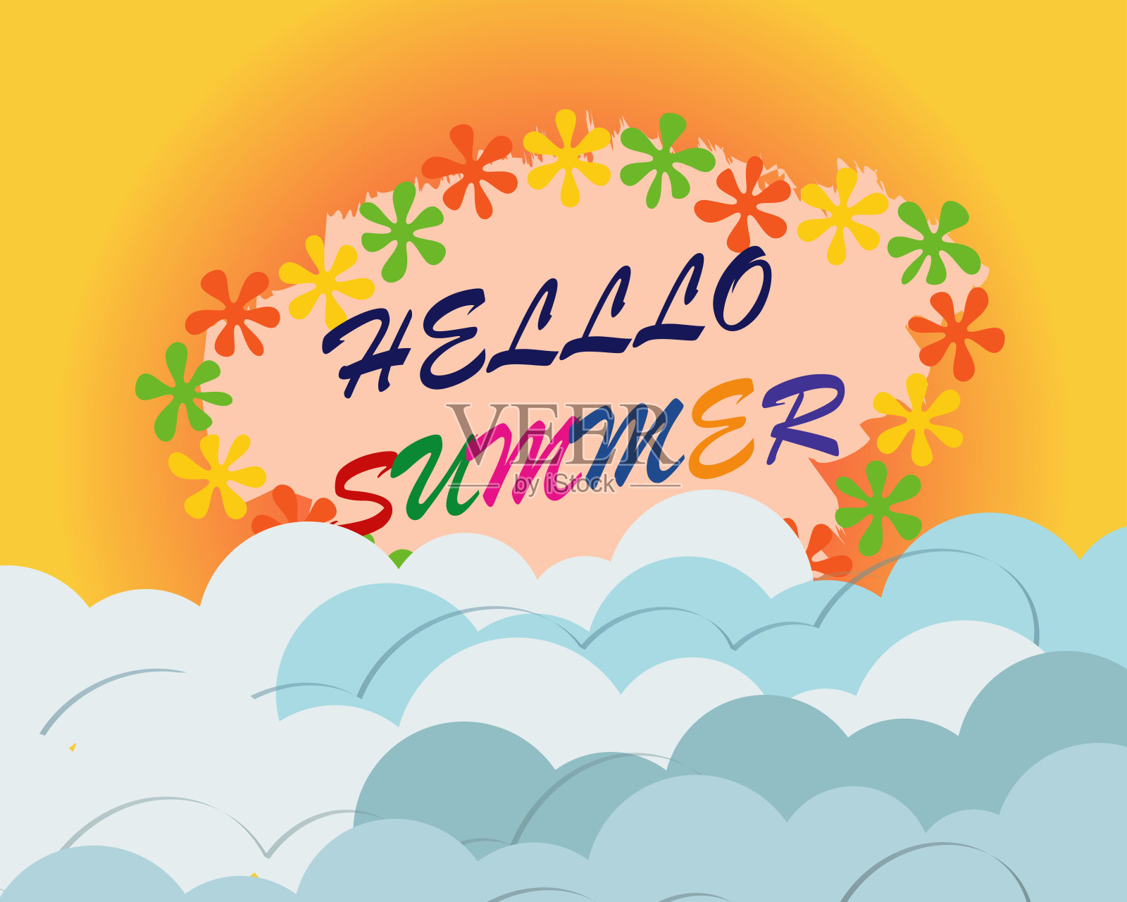 手写字体Hello Summer插画图片素材