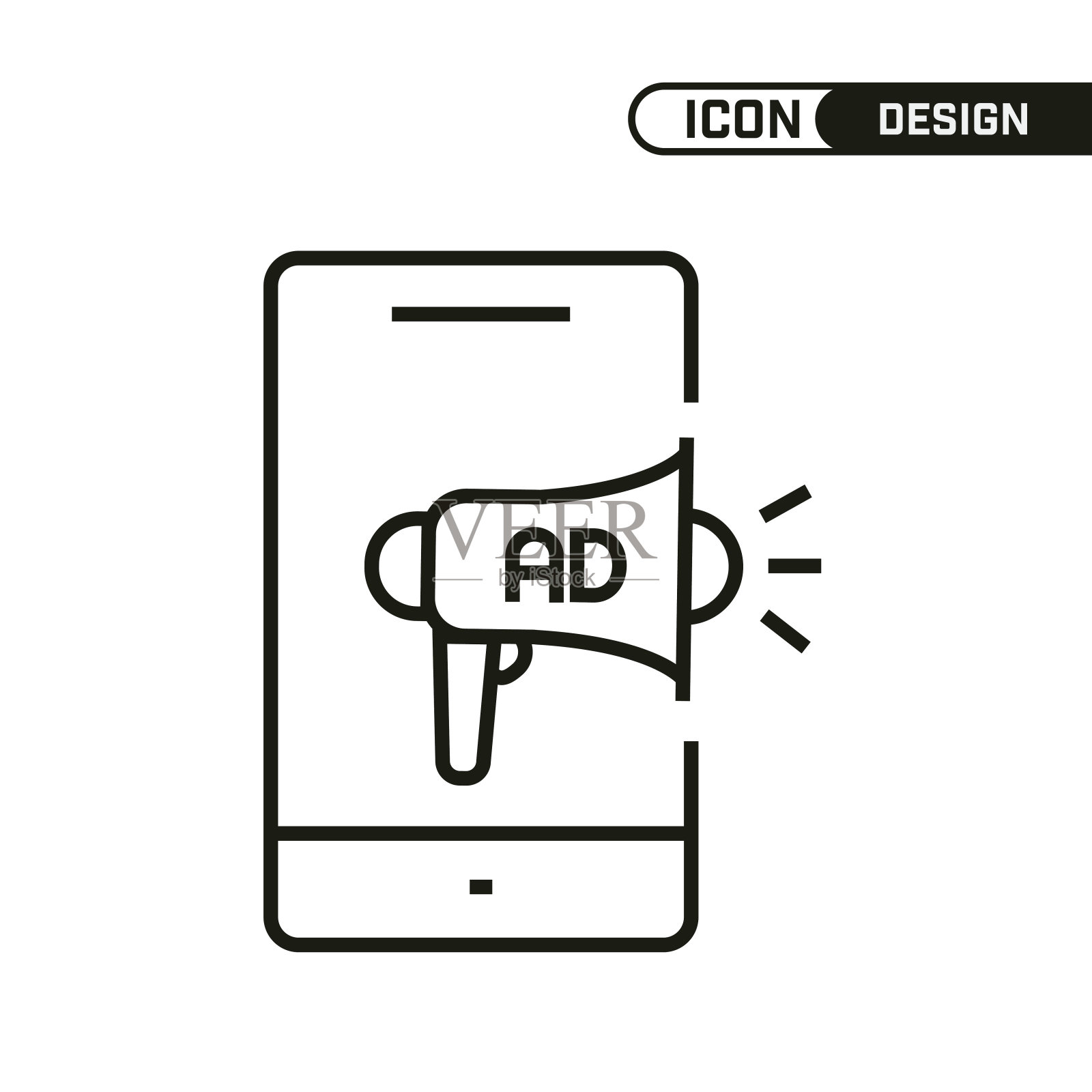 广告图标。单一的图标设计。多用途和编辑细线设计。图标素材