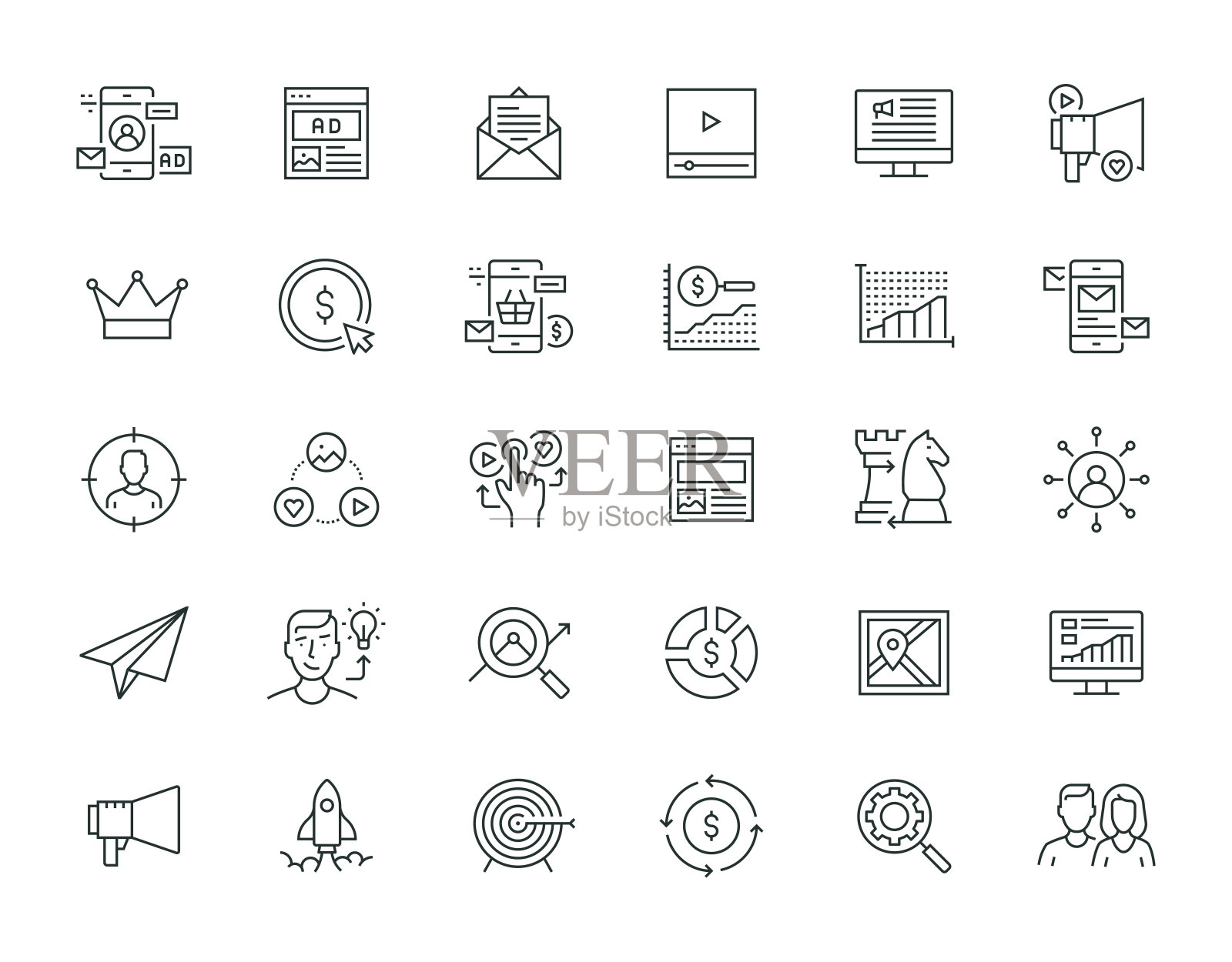 营销细线图标系列插画图片素材