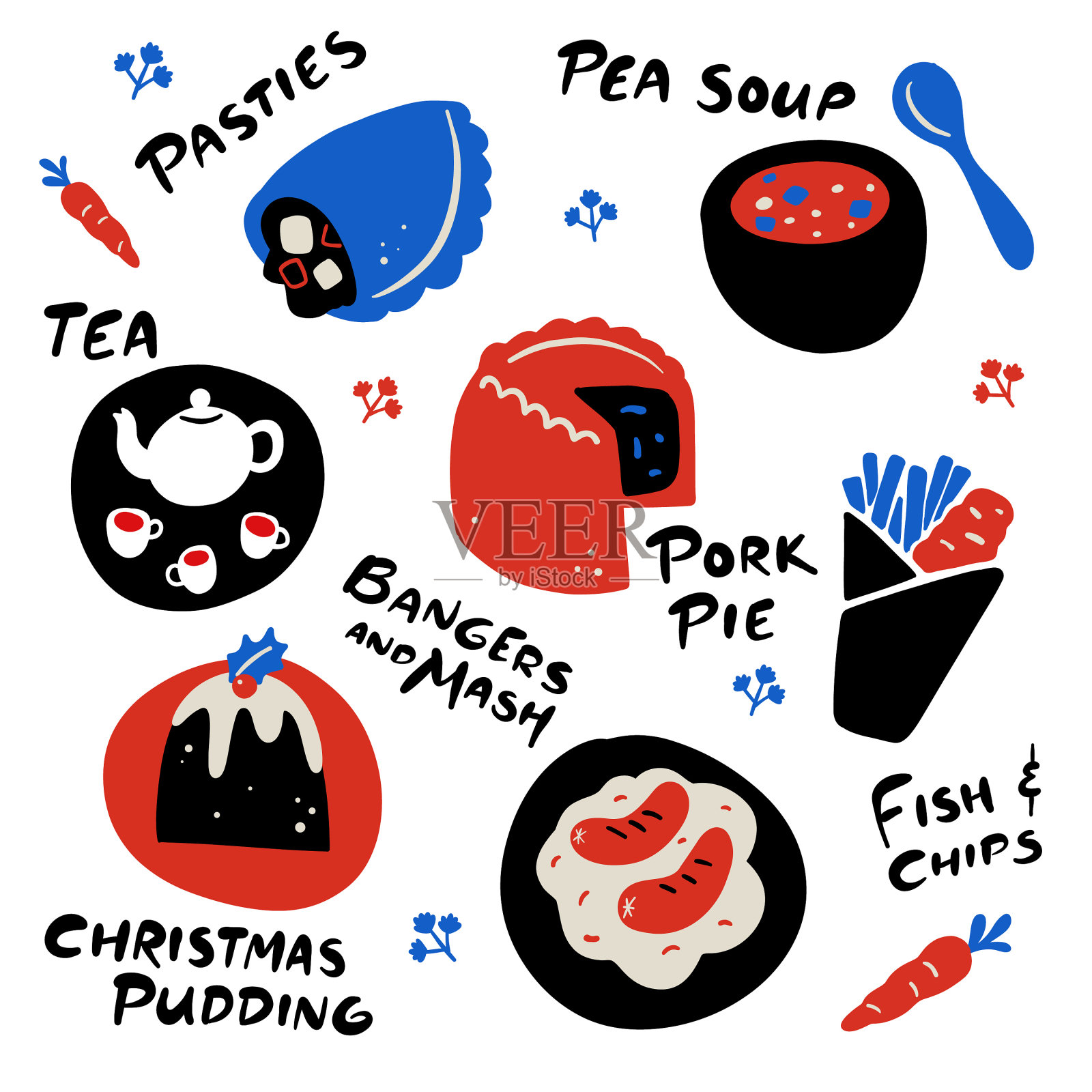 英国菜肴插画图片素材