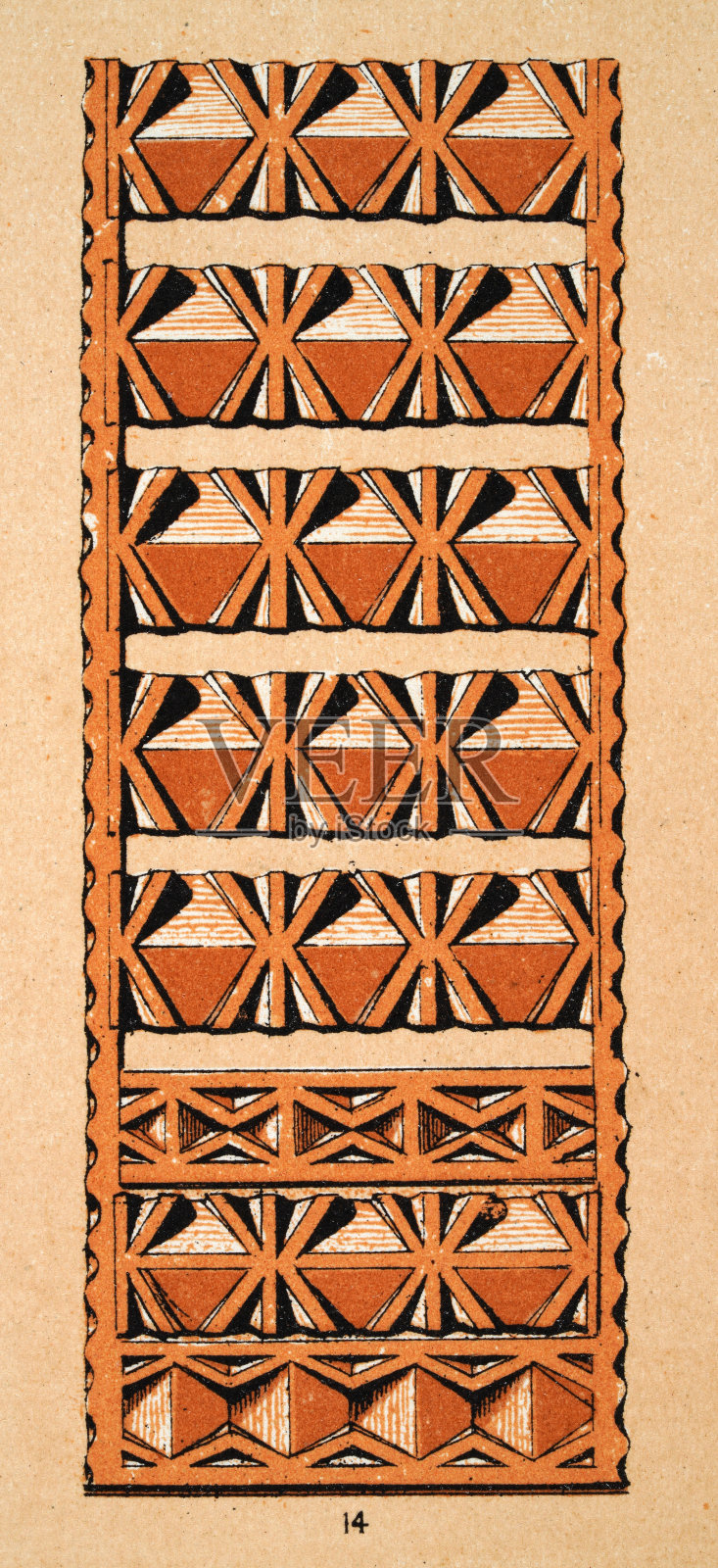 塔希提，阿泽，19世纪传统波利尼西亚图案的复古插画。格拉默的点缀插画图片素材