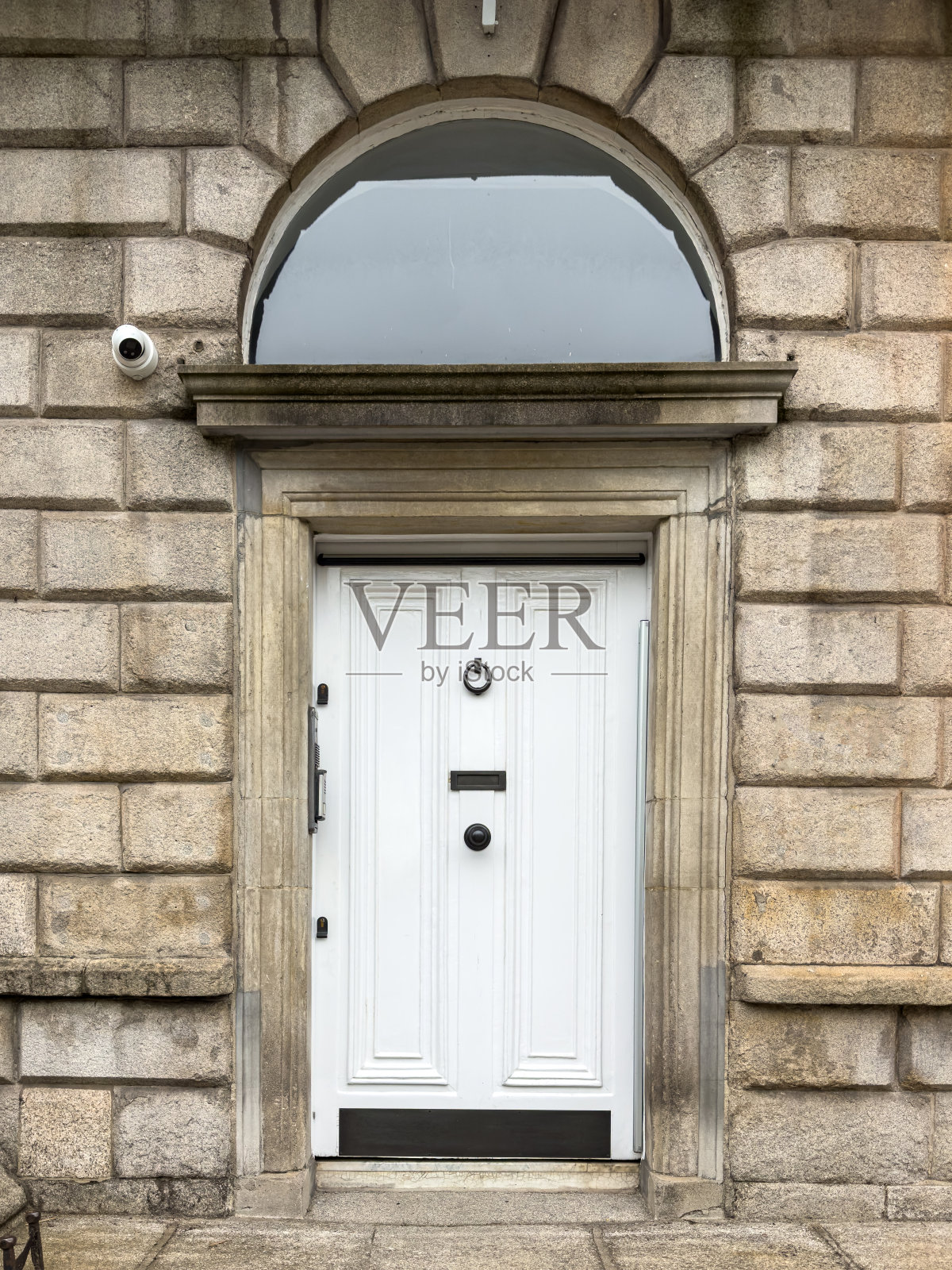 爱尔兰都柏林一扇著名的白色格鲁吉亚风格门照片摄影图片