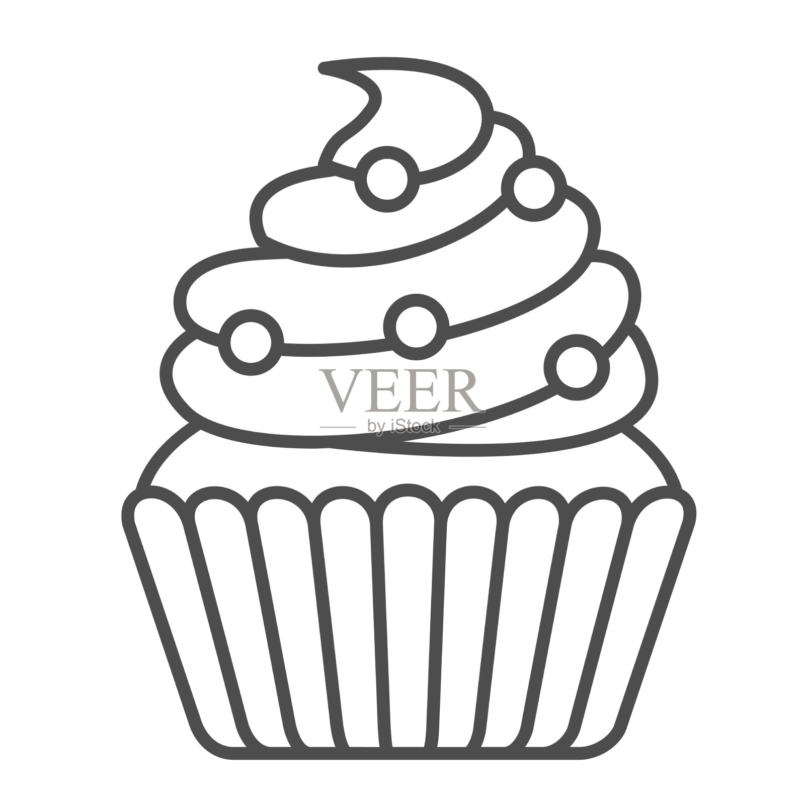 用搅打过的奶油和薄薄的糖珠做成的纸杯蛋糕插画图片素材