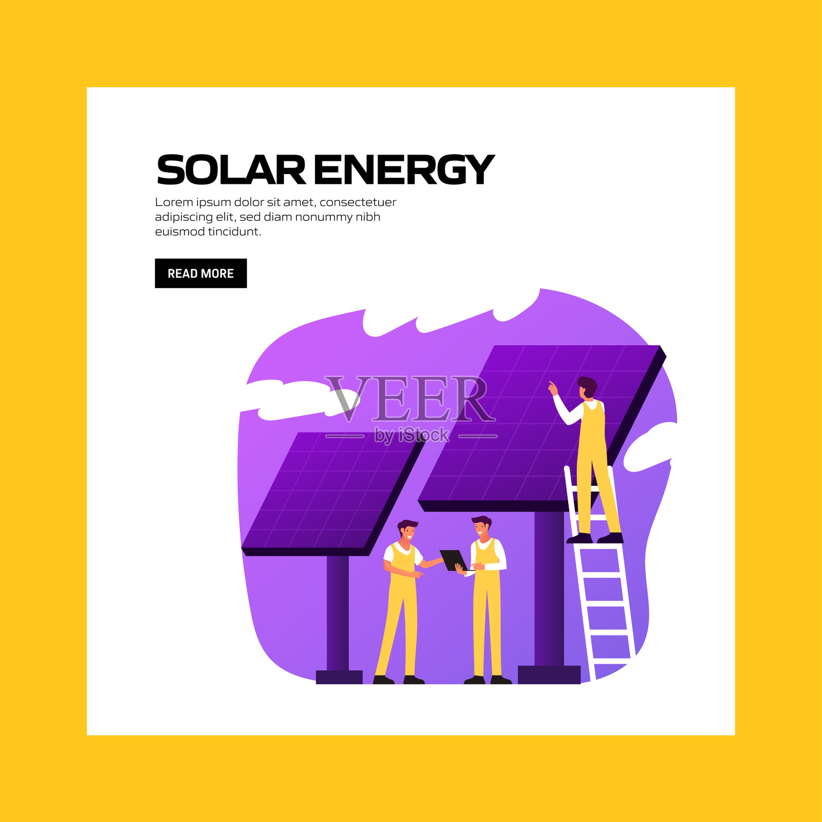 太阳能概念矢量插图网站横幅，广告和营销材料，在线广告，社交媒体营销等。插画图片素材