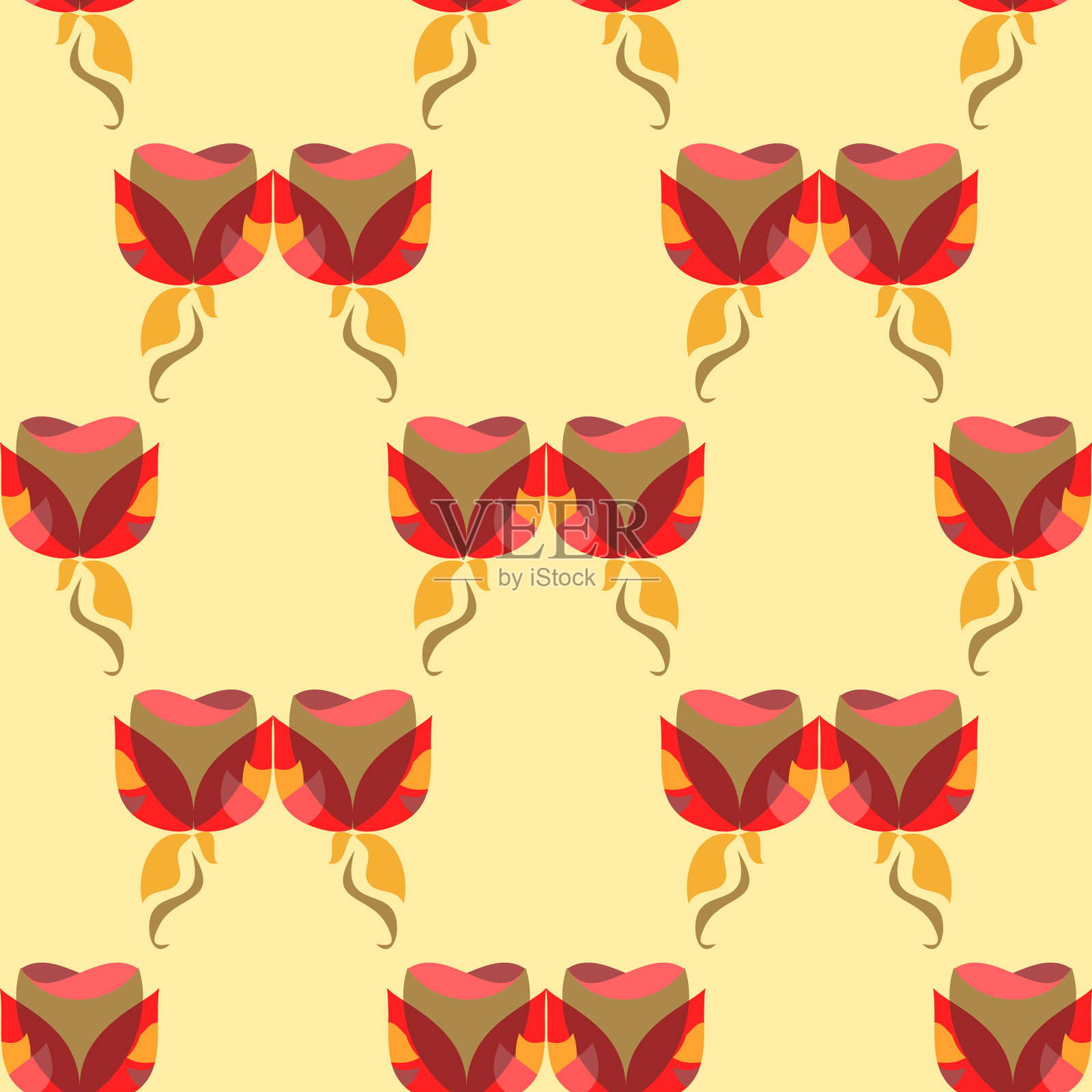 经典的中世纪风格简单的花卉图案插画图片素材