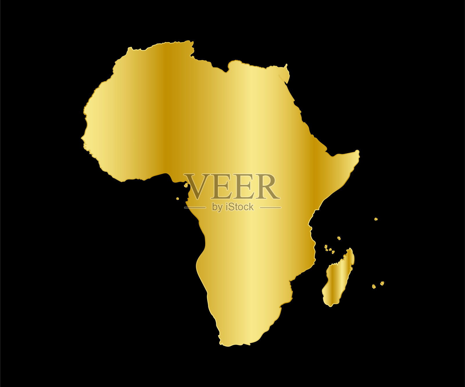 金色的非洲地图。插画图片素材