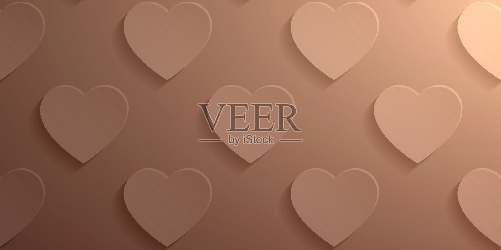 抽象的棕色背景-心形图案插画图片素材